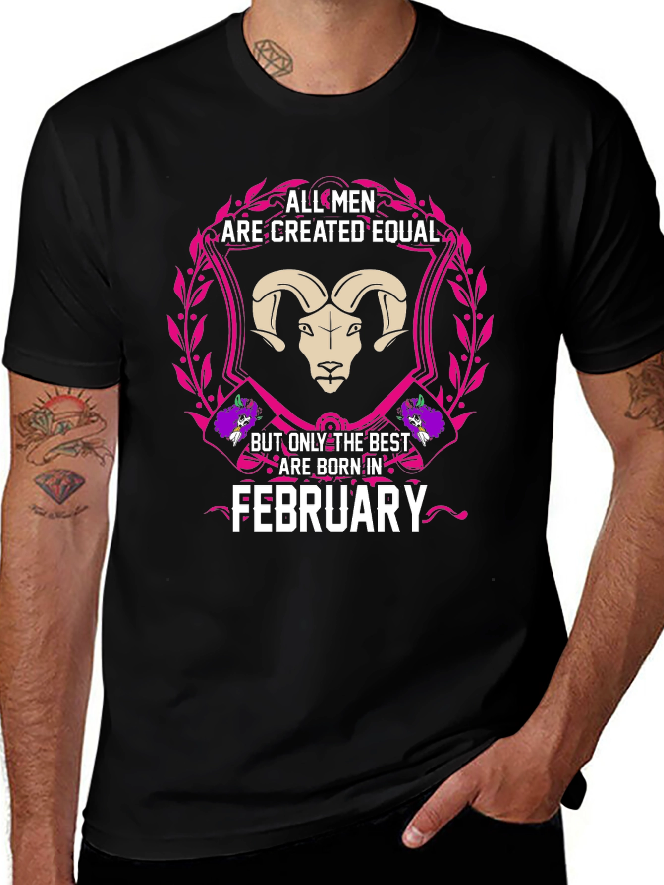 February Mens T-Shirt - Zodiac Aries Design