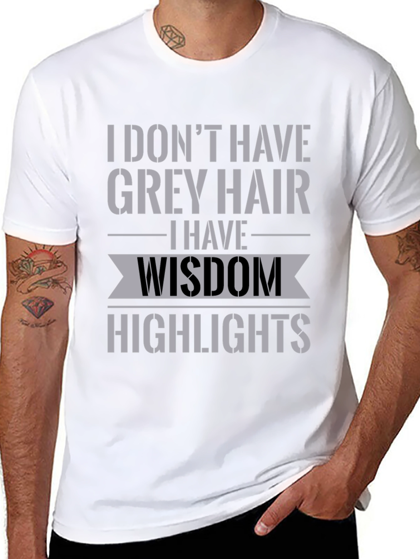 Wisdom Highlights T-Shirt - Funny Grey Hair Tee