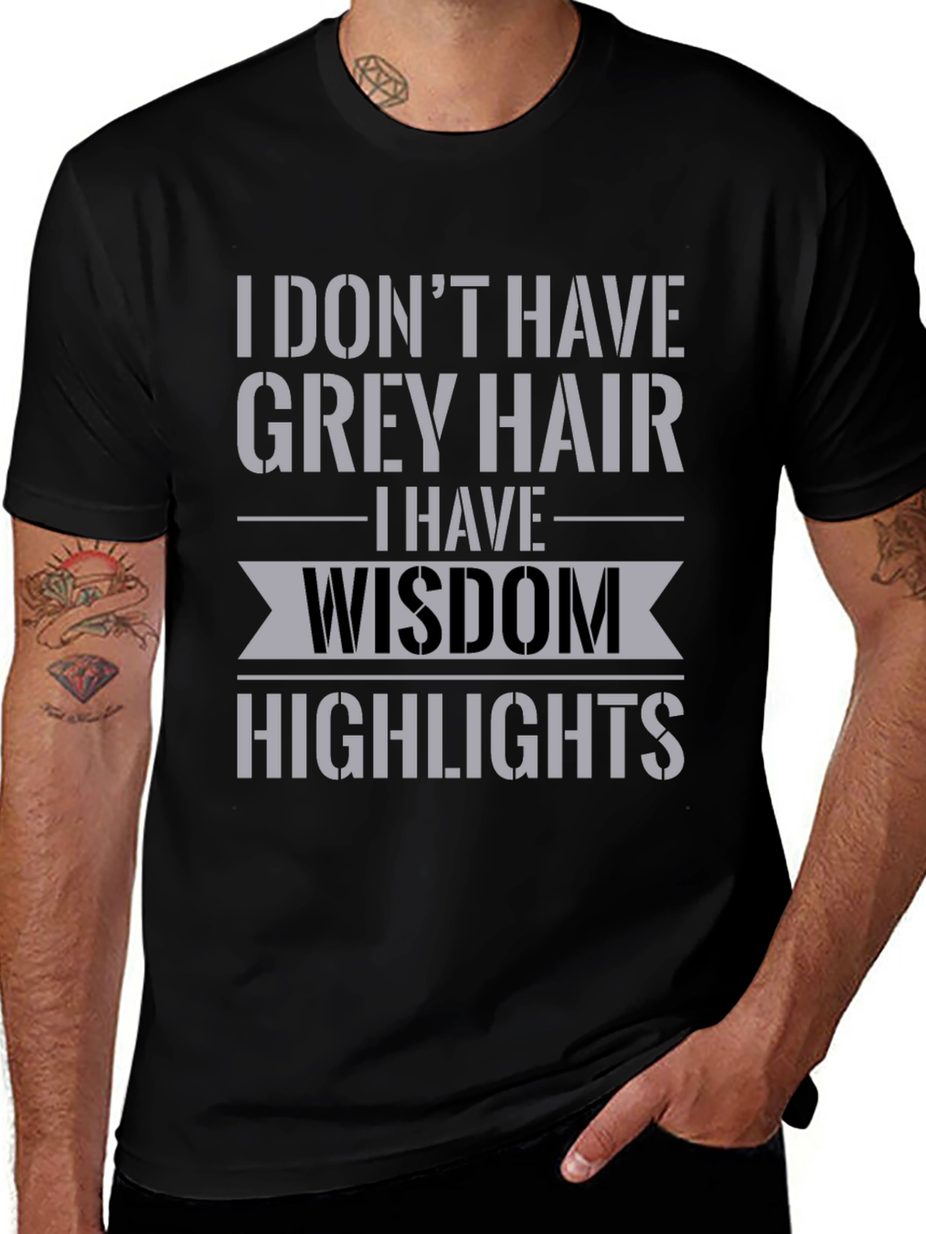 Wisdom Highlights T-Shirt - Funny Grey Hair Tee