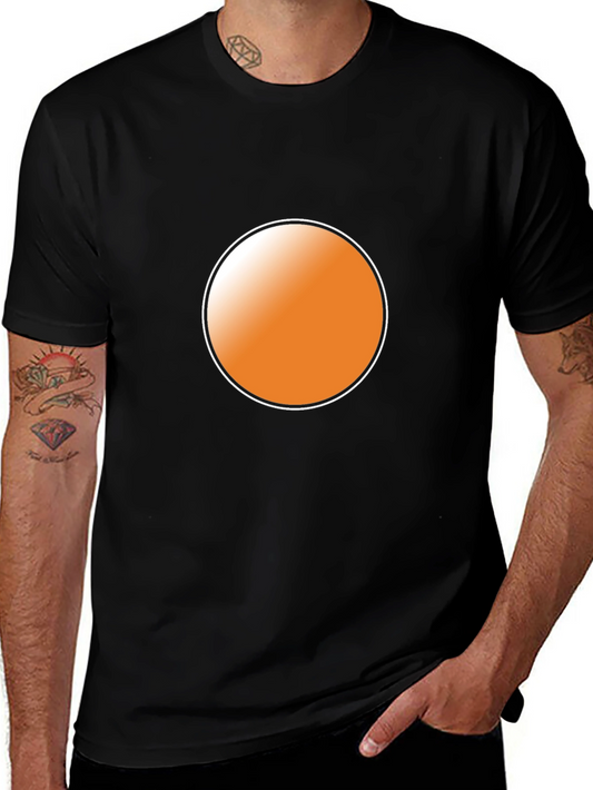 Mens Black T-Shirt with Orange Circle Graphic