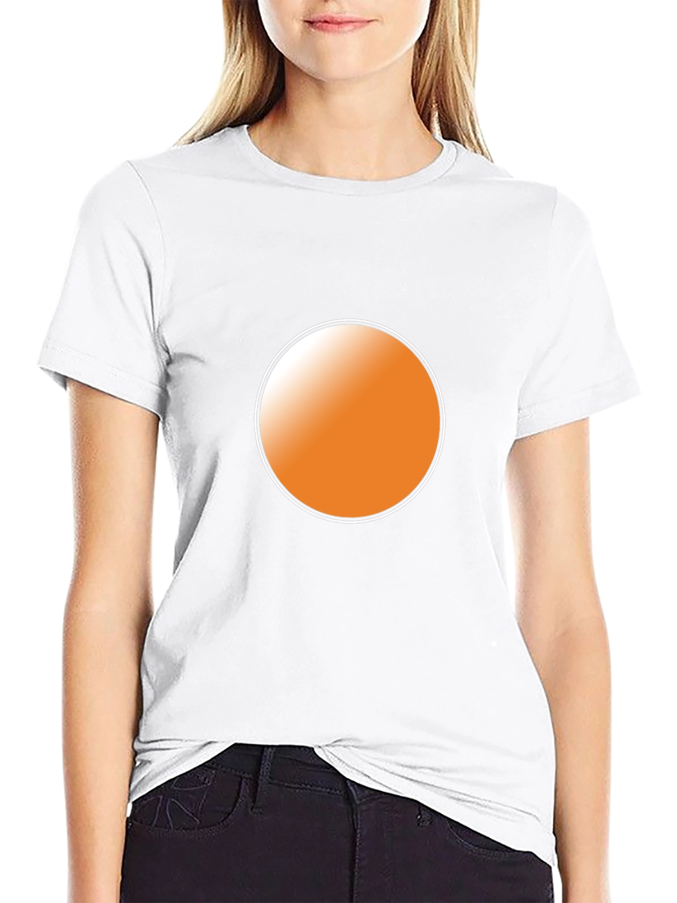 Mens Black T-Shirt with Orange Circle Graphic