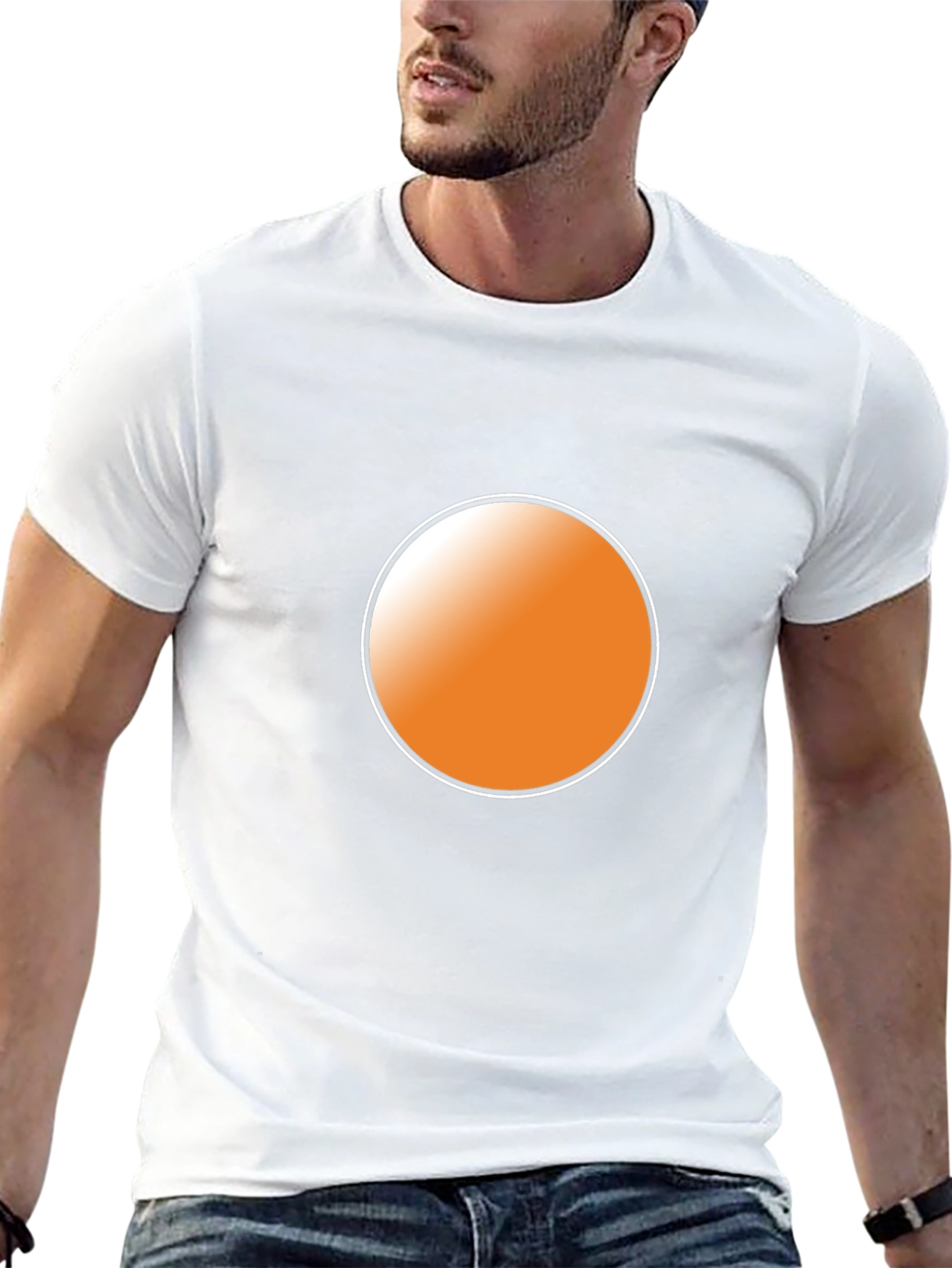 Mens Black T-Shirt with Orange Circle Graphic