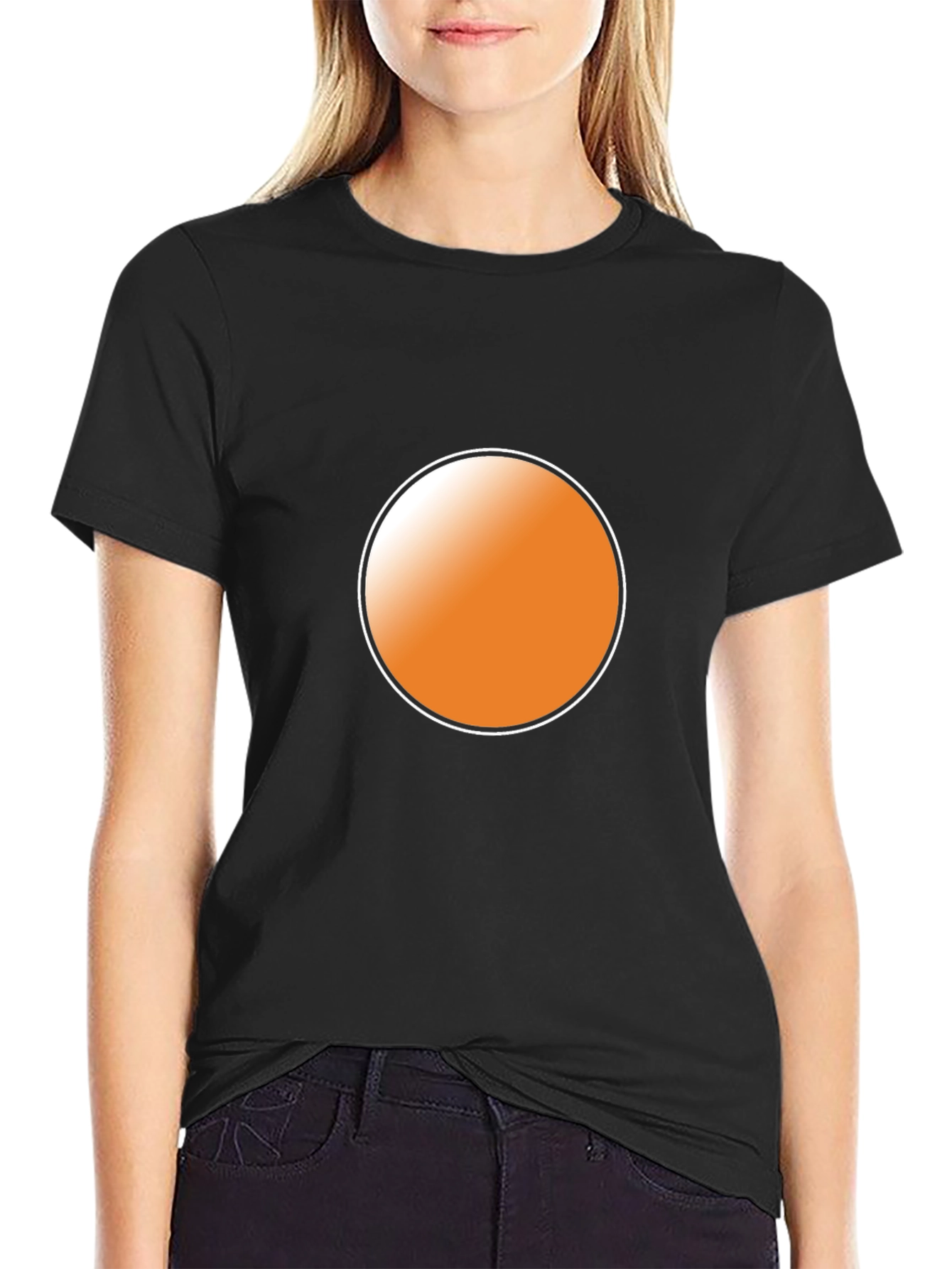 Mens Black T-Shirt with Orange Circle Graphic