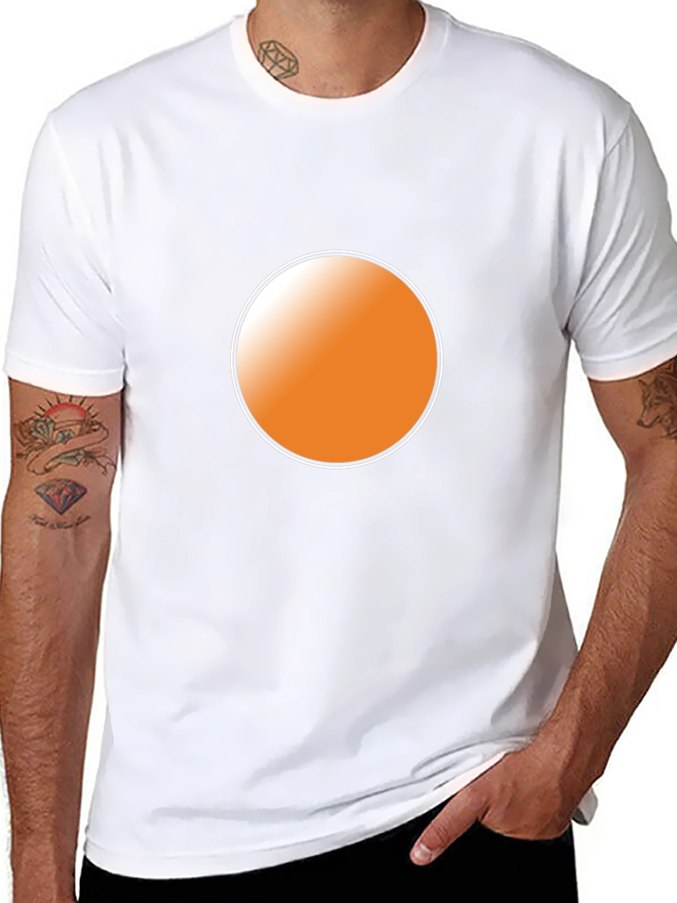 Mens Black T-Shirt with Orange Circle Graphic