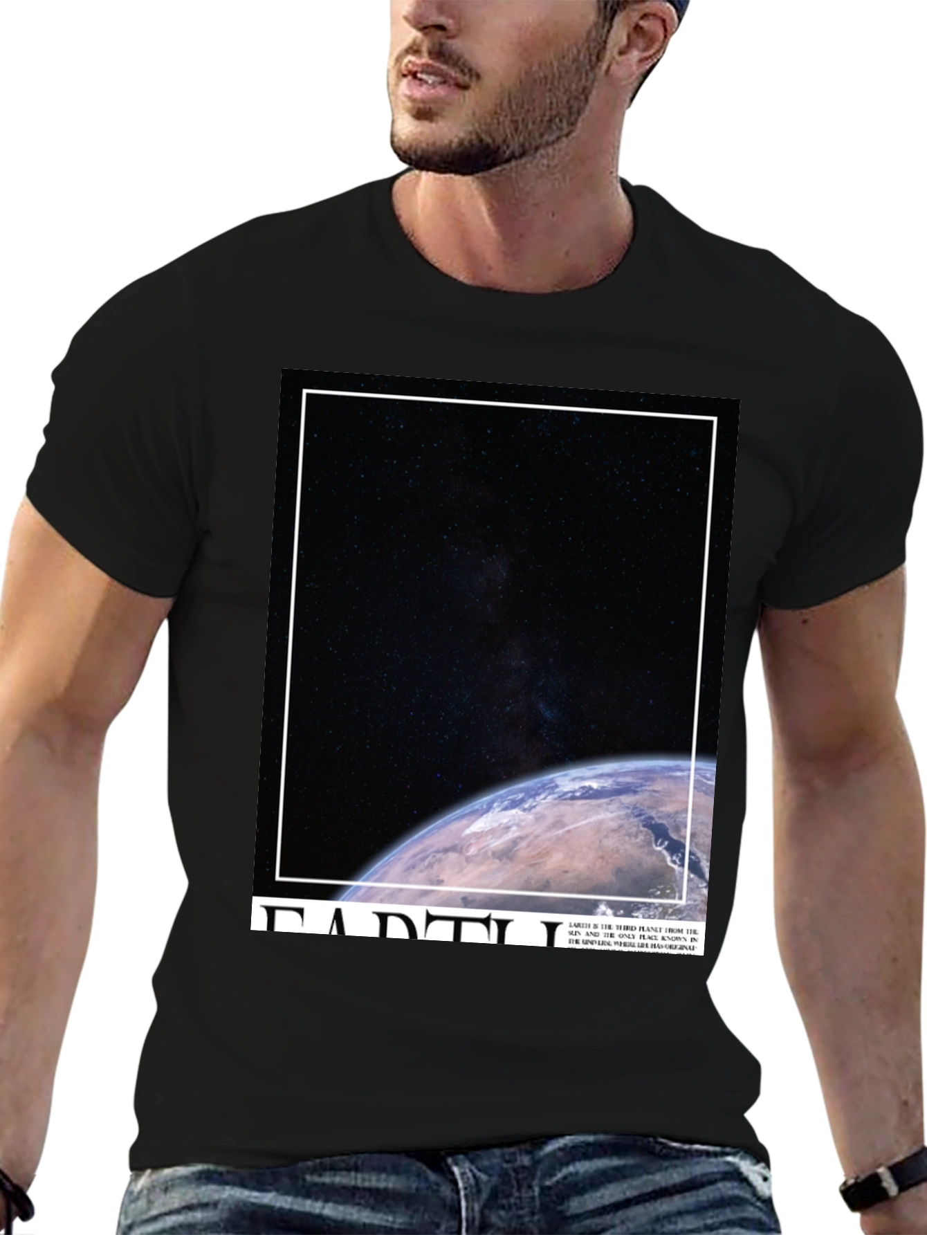 Earth Graphic Tee - Black Cotton Blend