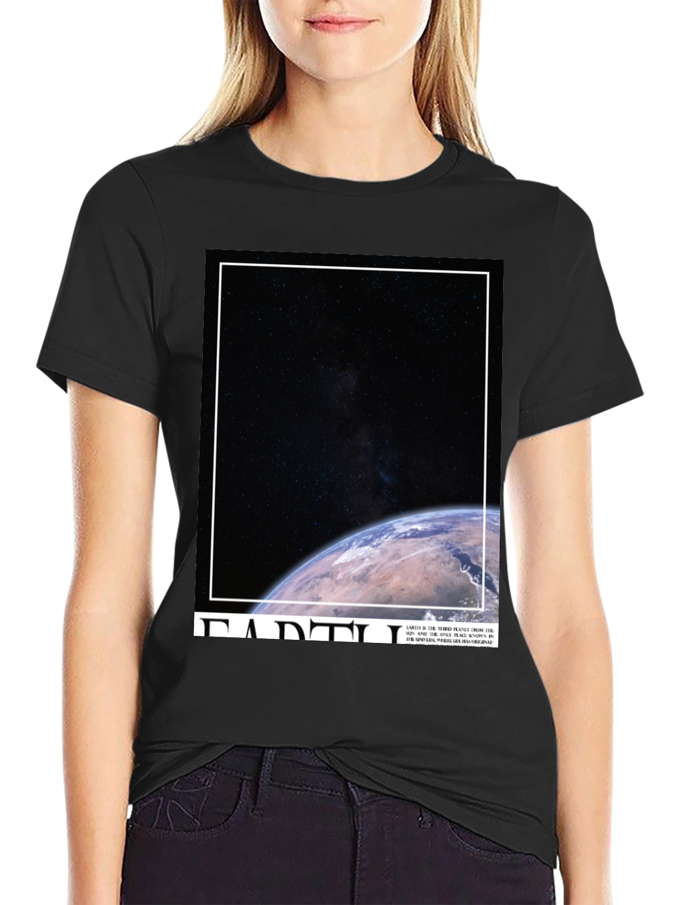 Earth Graphic Tee - Black Cotton Blend
