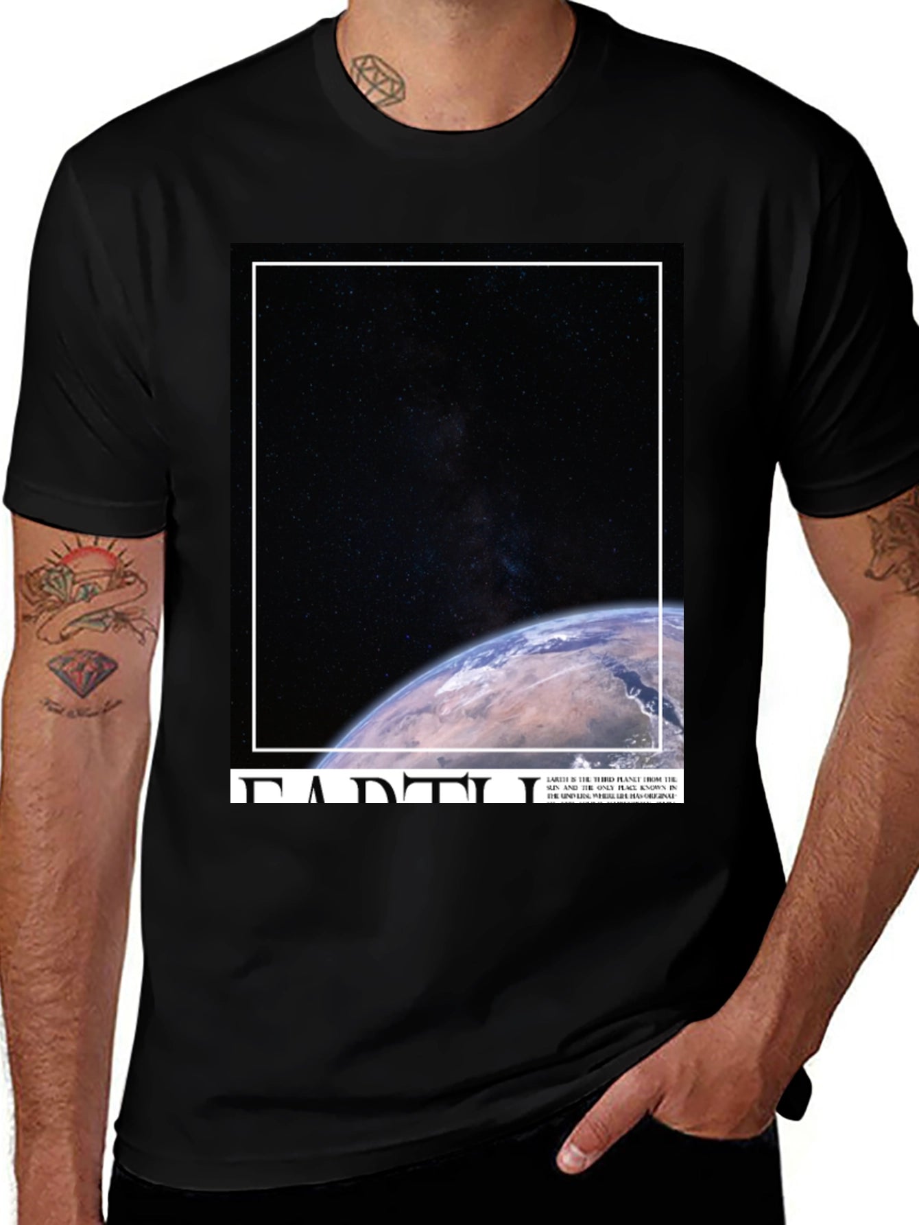 Earth Graphic Tee - Black Cotton Blend