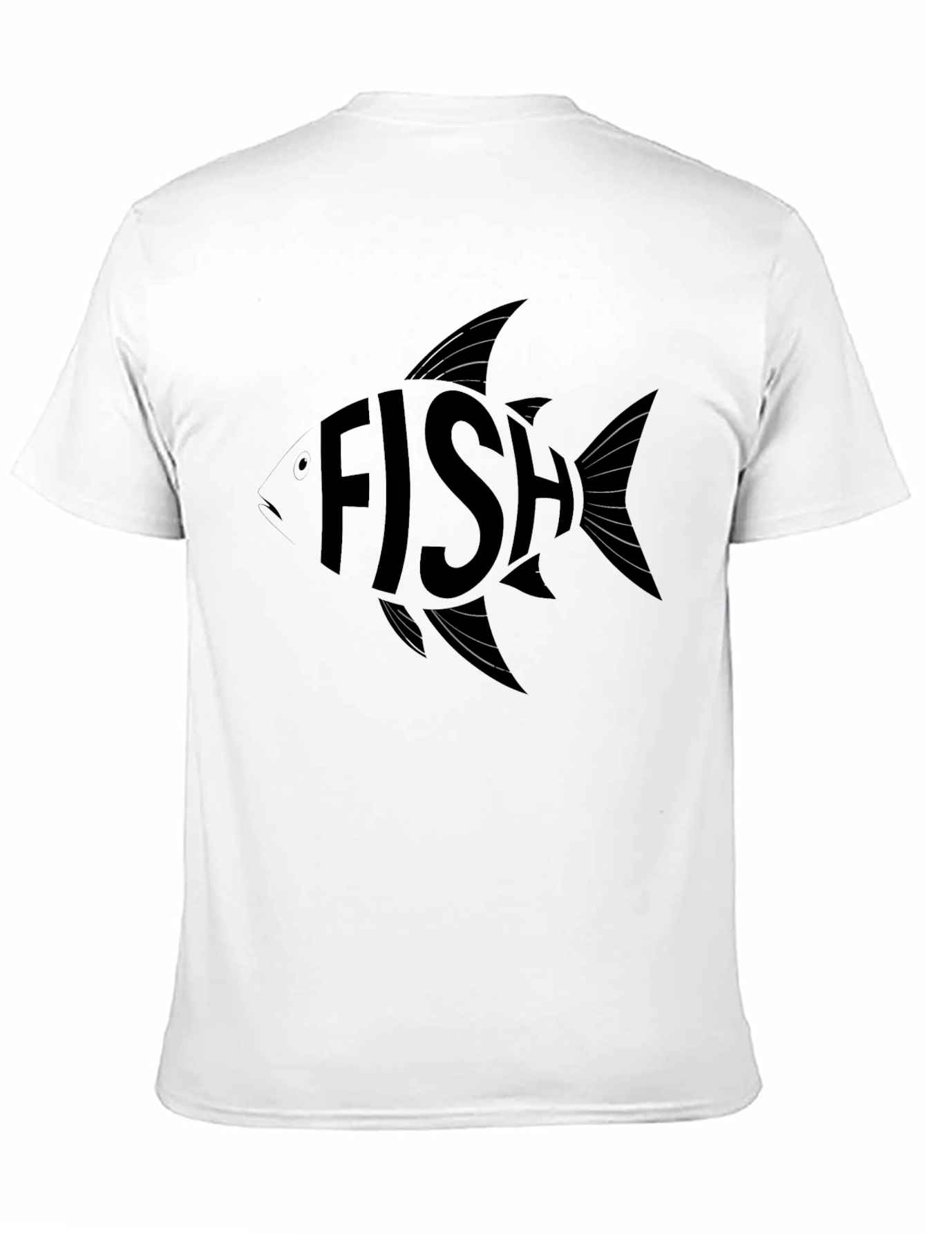 Fish Word Art Graphic Print Black T-Shirt