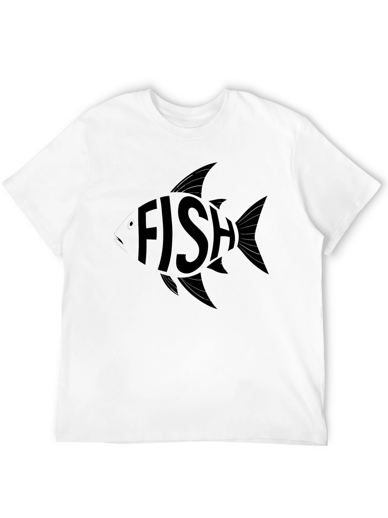 Fish Word Art Graphic Print Black T-Shirt