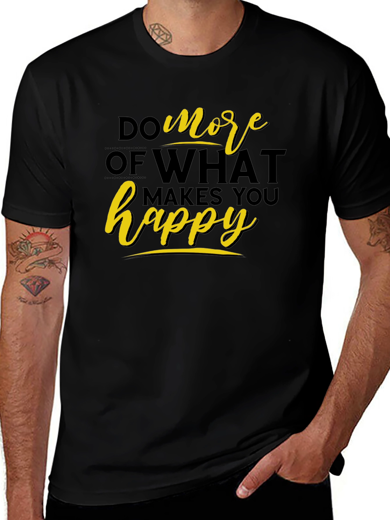 Inspirational Do More Happy Black T-Shirt