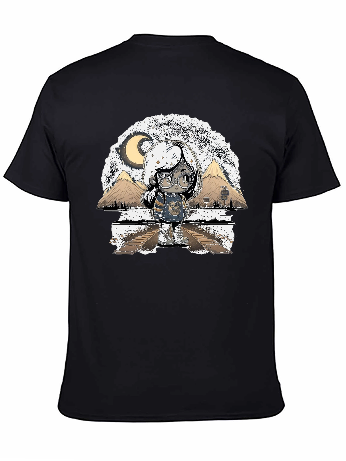 Artistic Graphic T-Shirt - Moonlit Scene