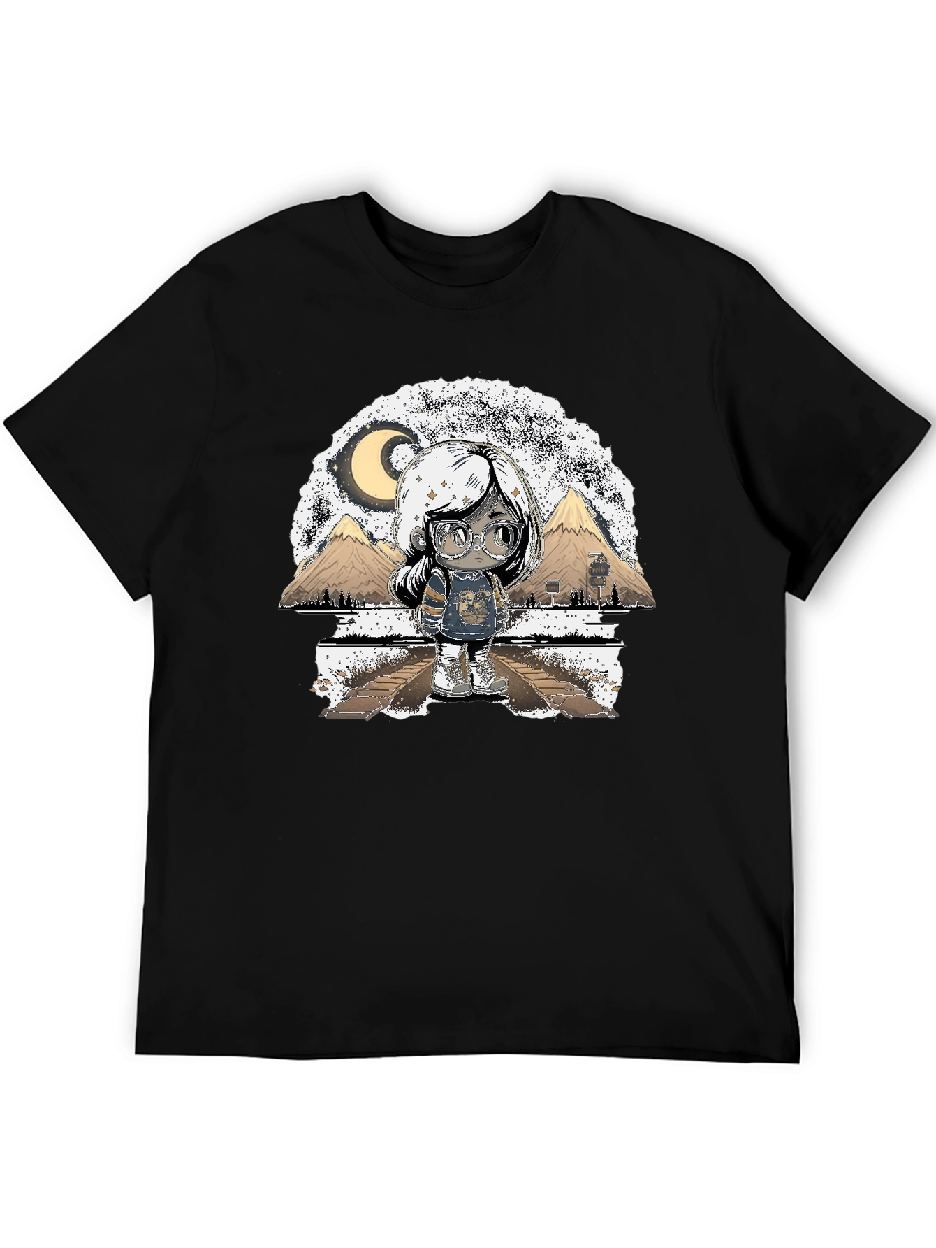 Artistic Graphic T-Shirt - Moonlit Scene
