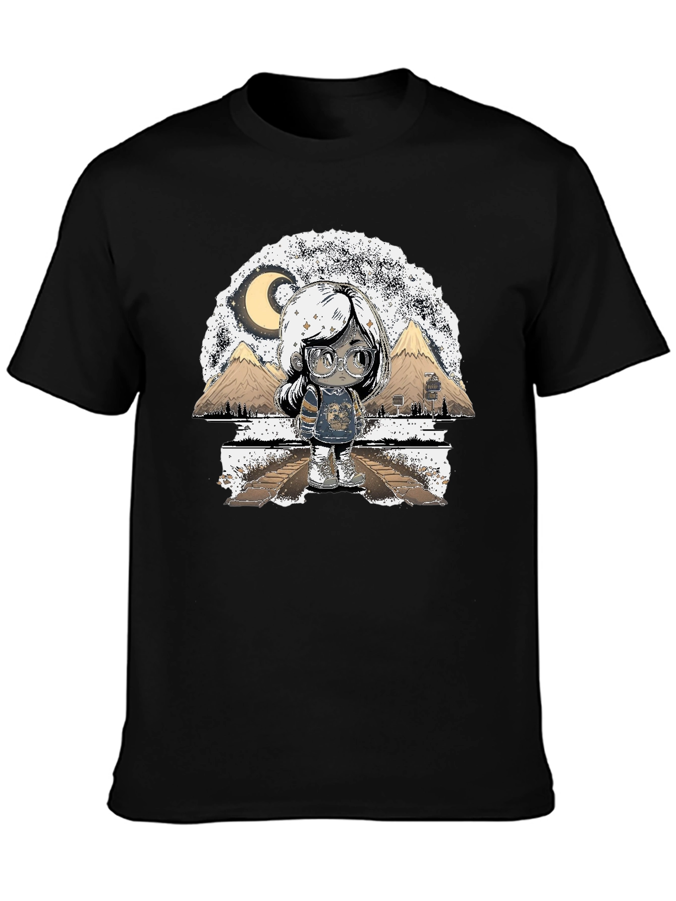 Artistic Graphic T-Shirt - Moonlit Scene