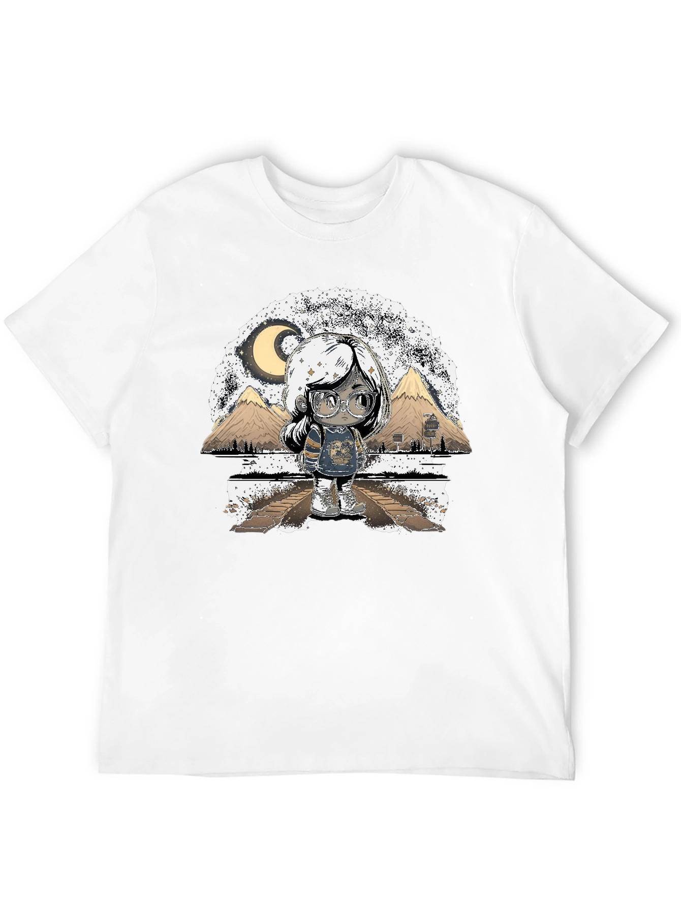 Artistic Graphic T-Shirt - Moonlit Scene
