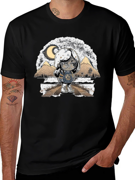 Artistic Graphic T-Shirt - Moonlit Scene