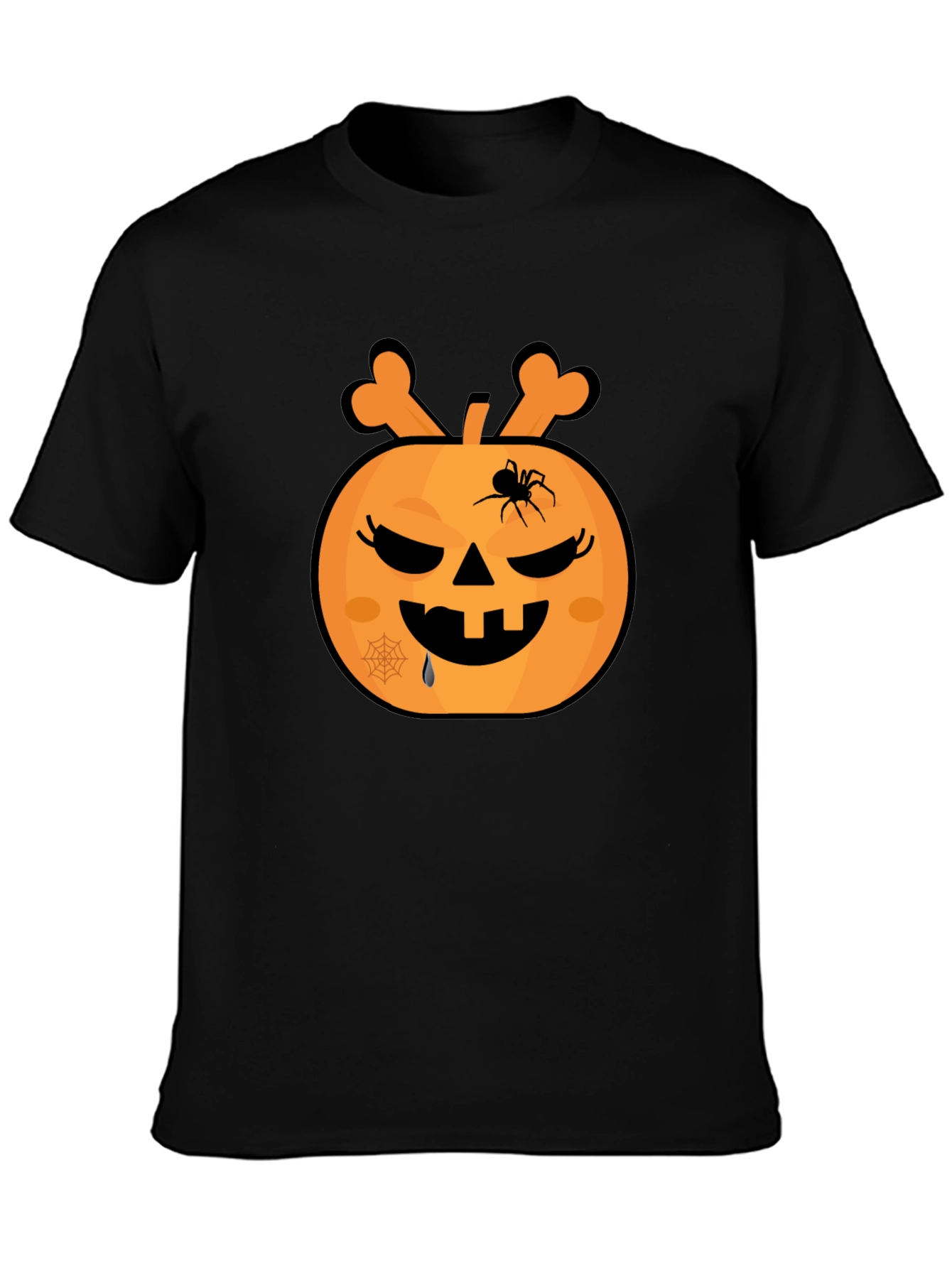 Halloween Pumpkin Spider Graphic T-Shirt