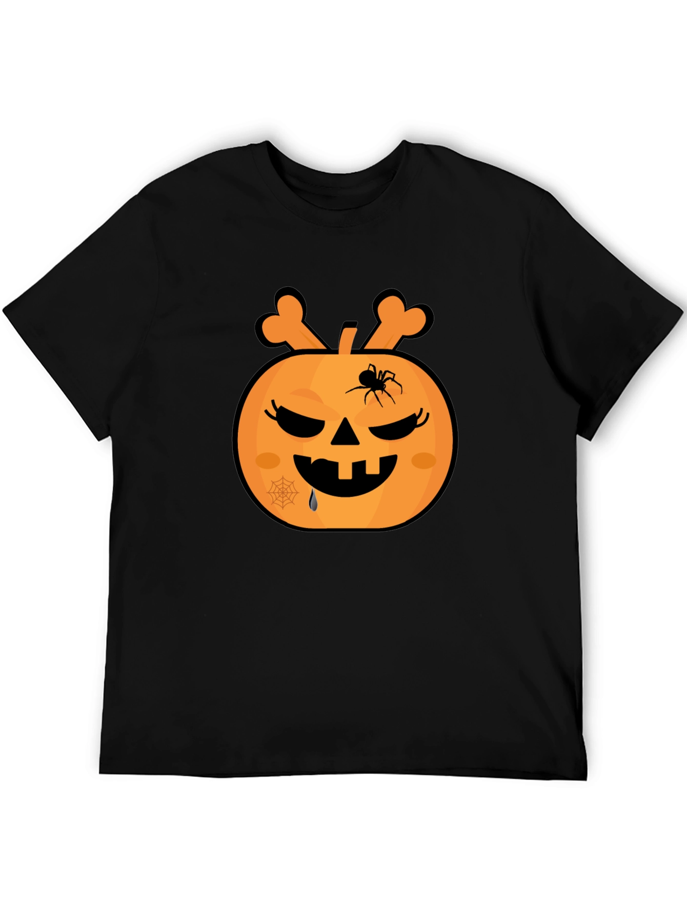 Halloween Pumpkin Spider Graphic T-Shirt