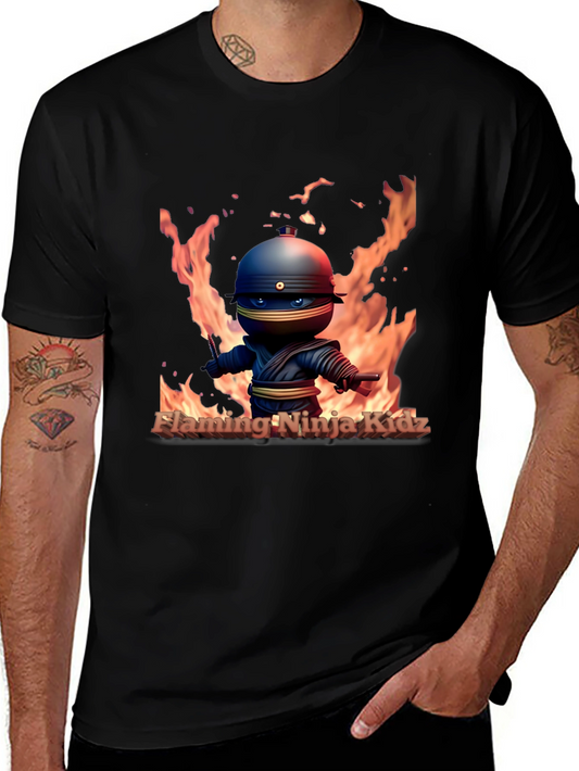 Flaming Ninja Kidz Graphic Tee - Cool Cartoon Ninja Design