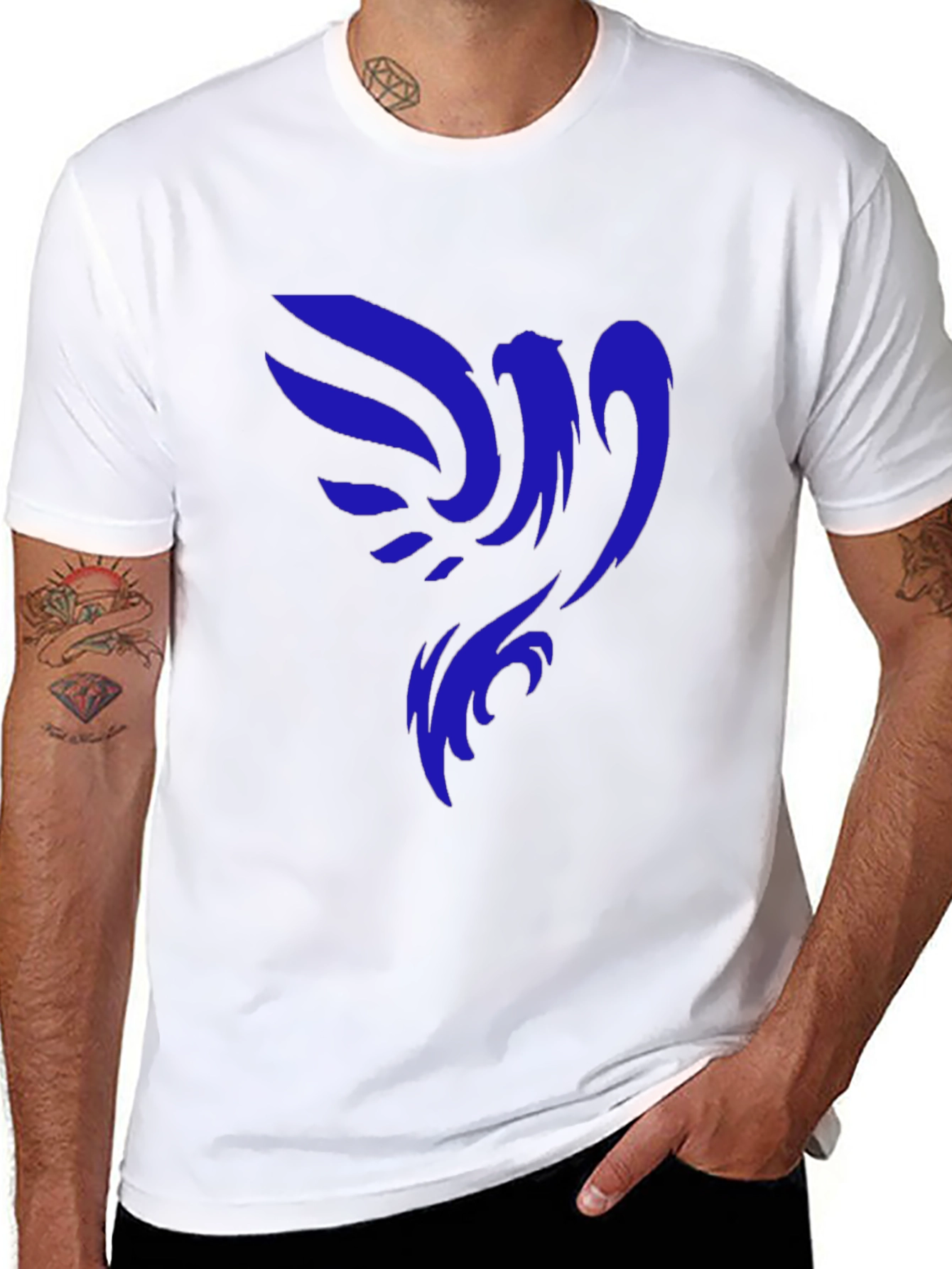 Black T-Shirt with Blue Phoenix Graphic