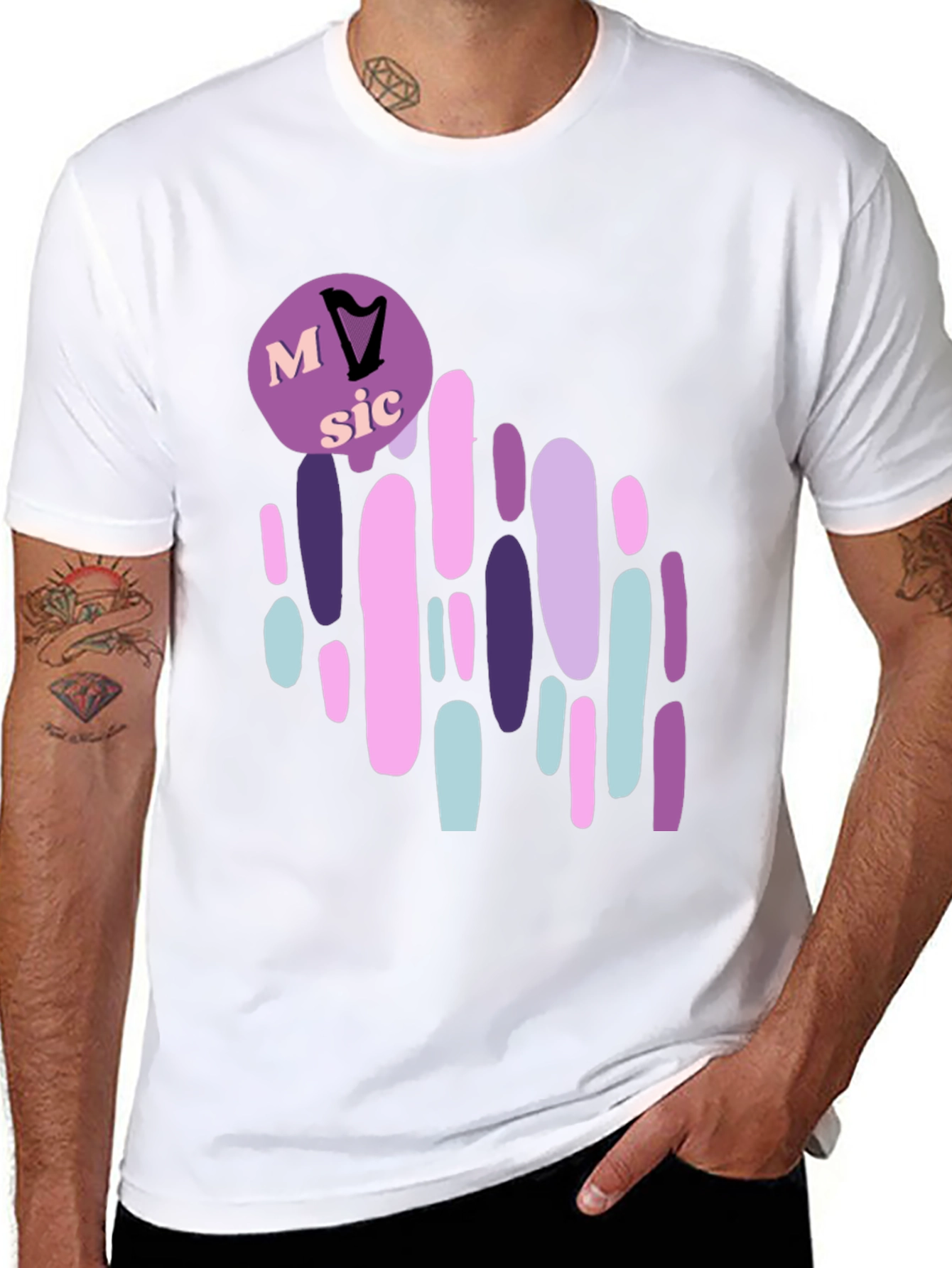 Music Lover Graphic T-Shirt - Harp Design