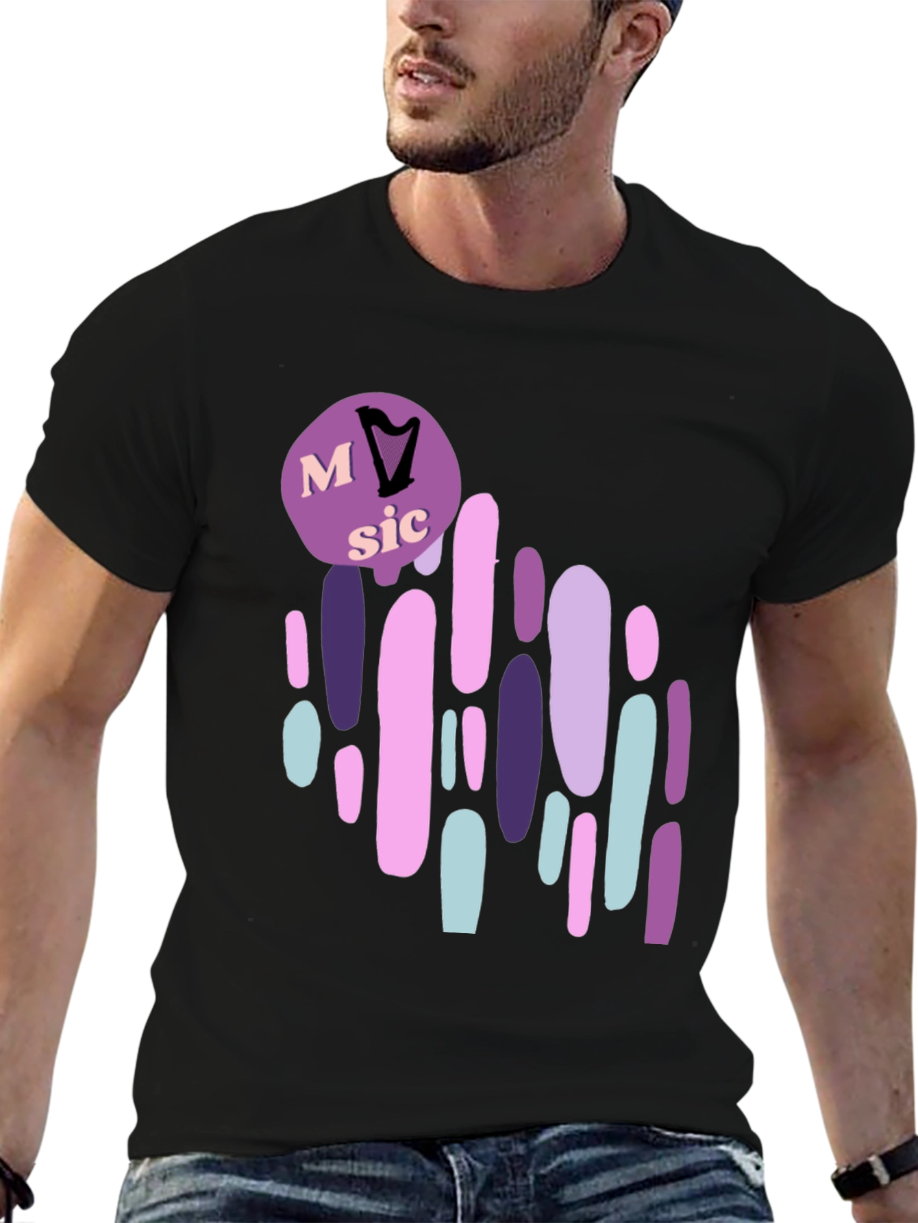 Music Lover Graphic T-Shirt - Harp Design