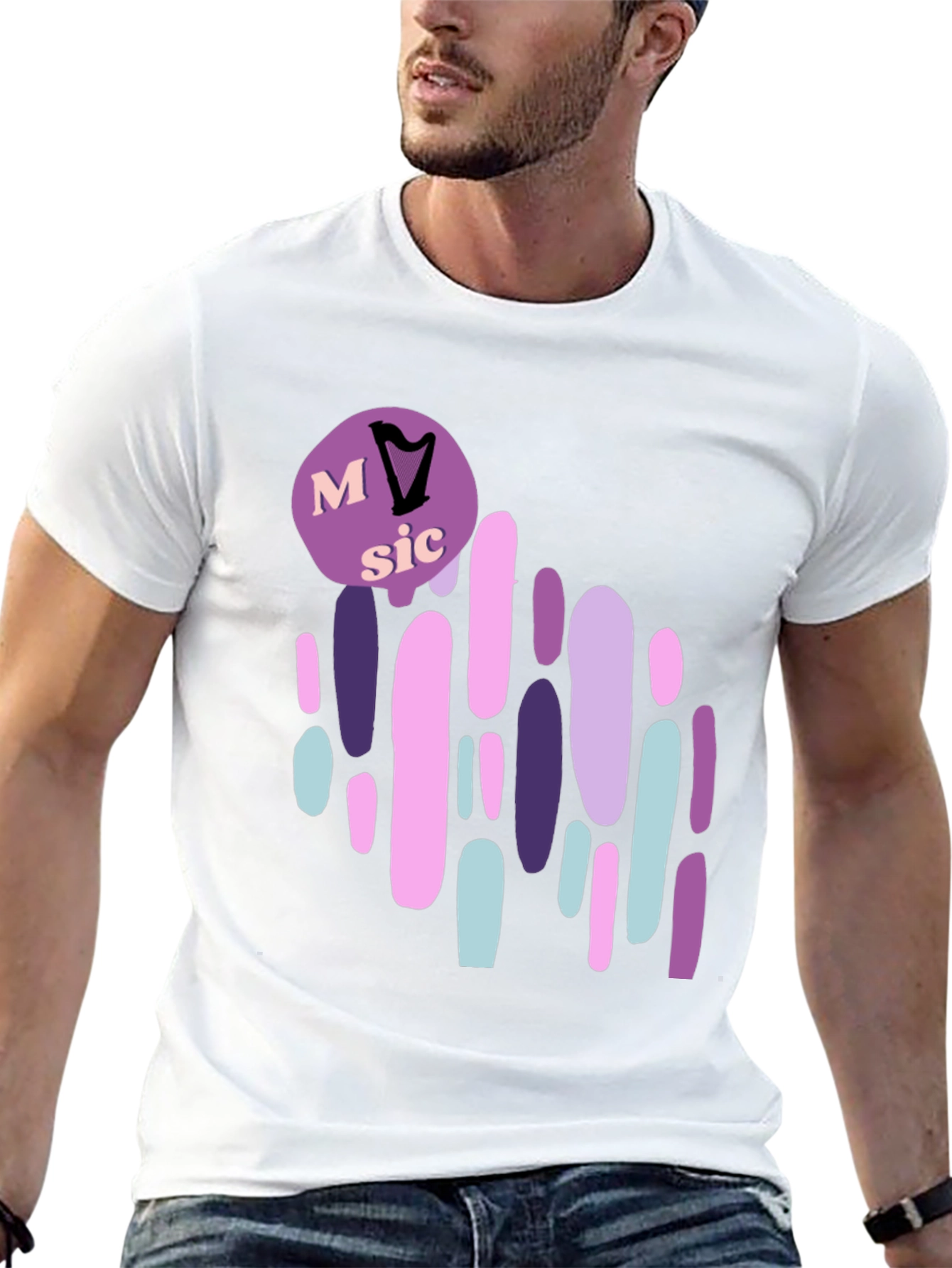 Music Lover Graphic T-Shirt - Harp Design
