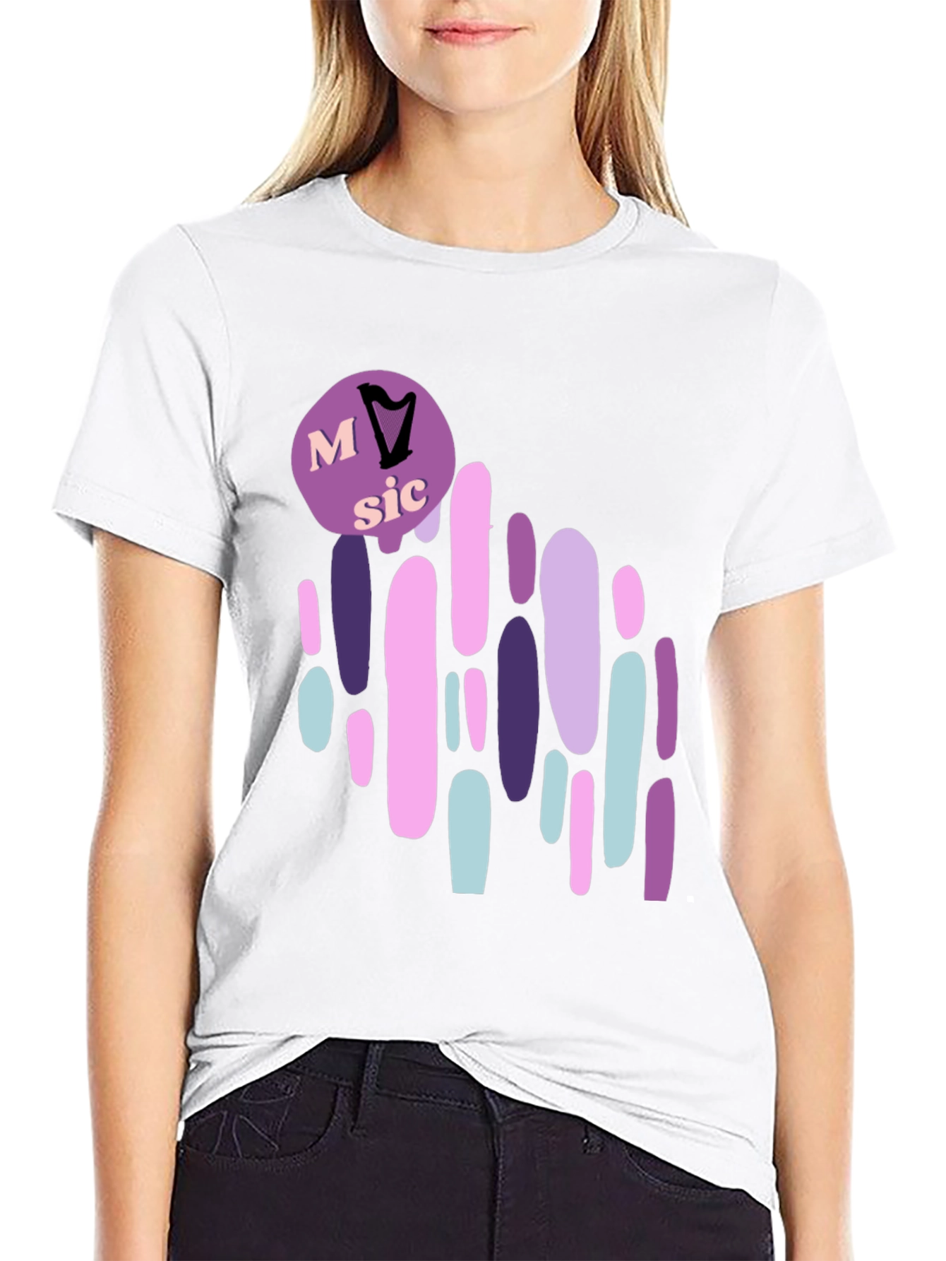 Music Lover Graphic T-Shirt - Harp Design