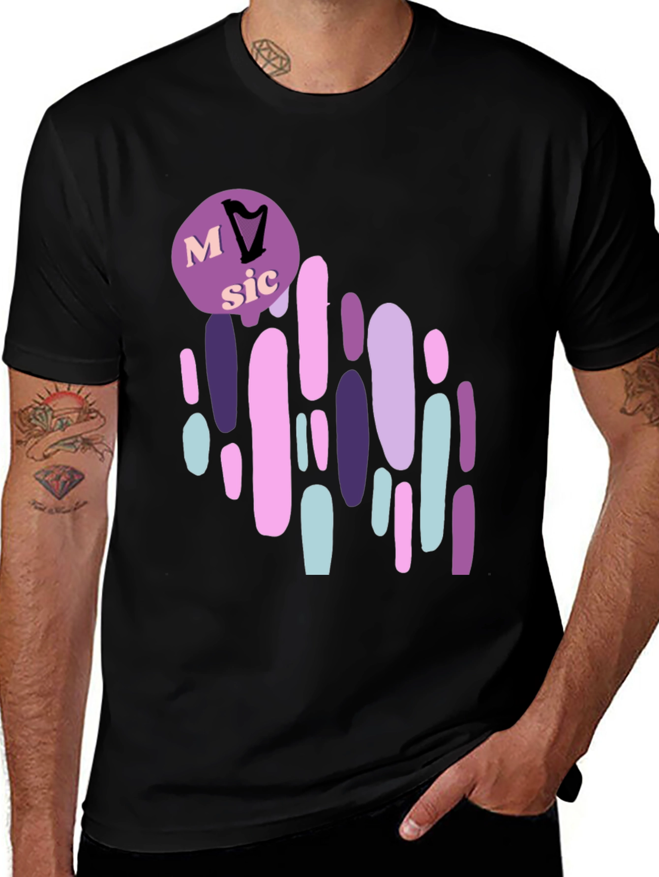 Music Lover Graphic T-Shirt - Harp Design