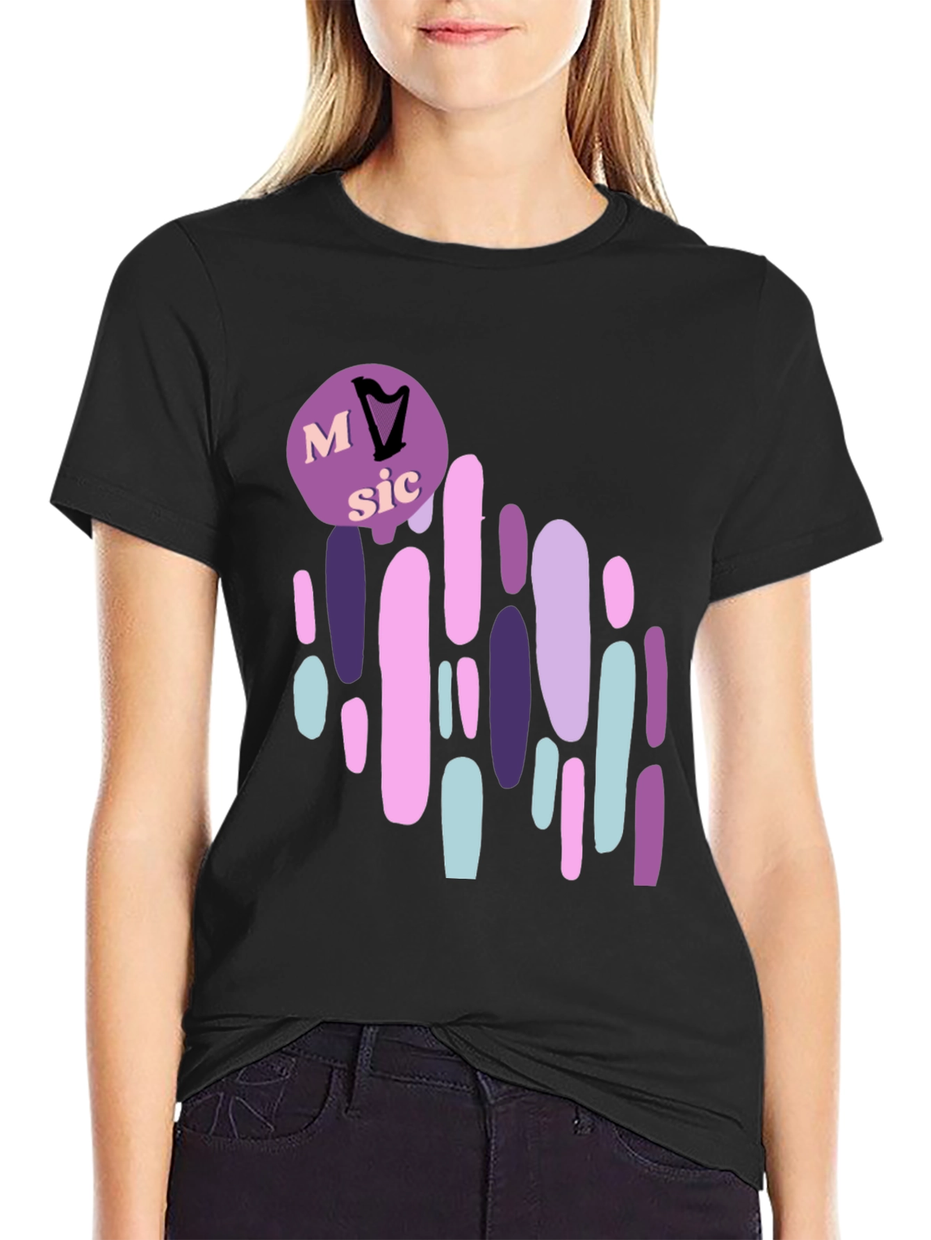 Music Lover Graphic T-Shirt - Harp Design