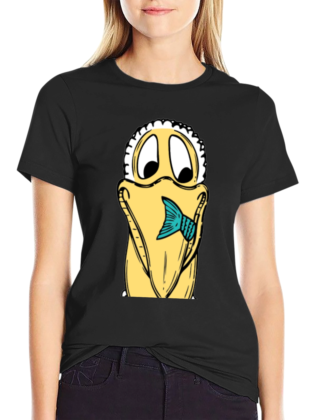 Cartoon Pelican Fish Graphic Tee