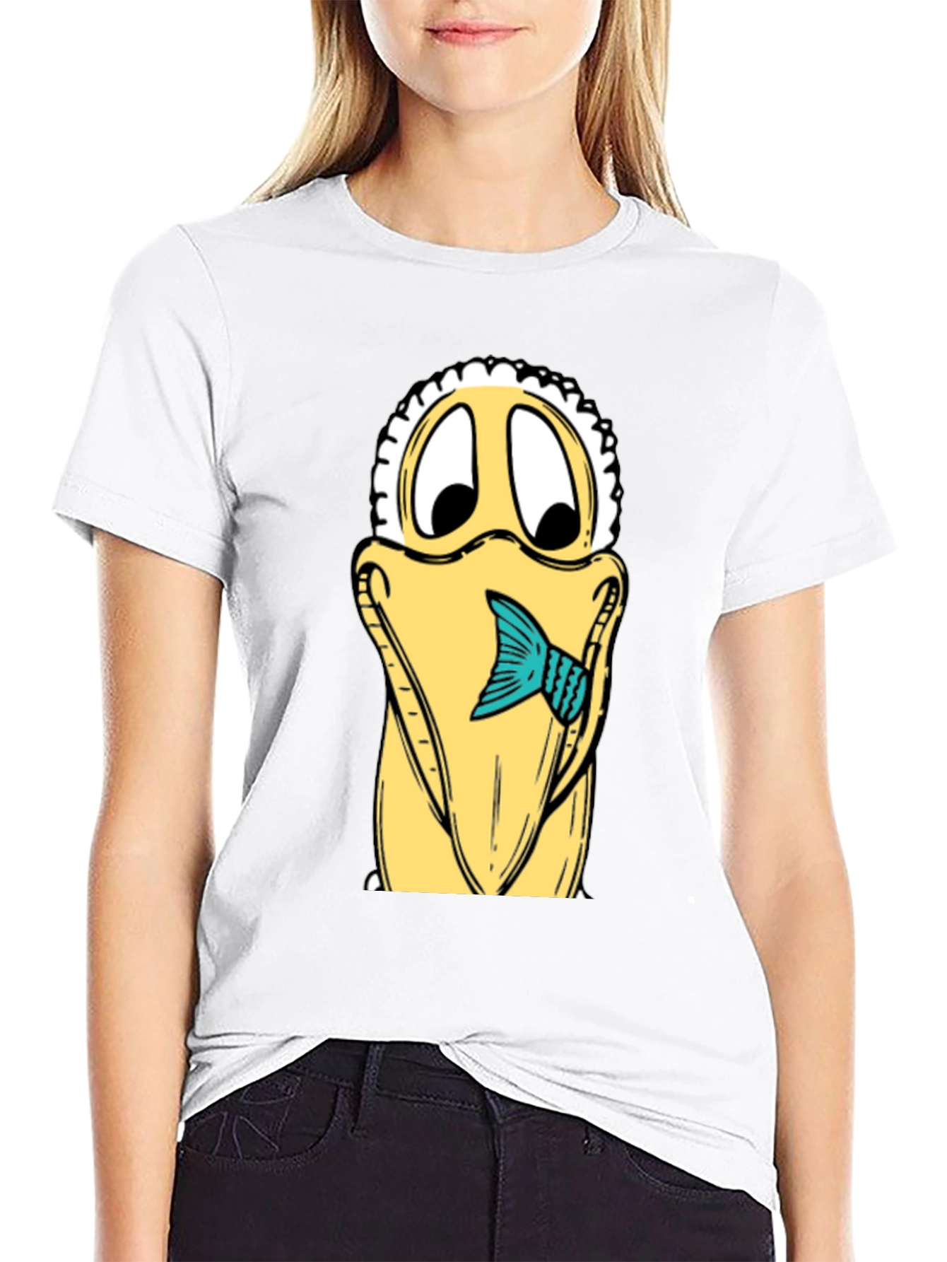 Cartoon Pelican Fish Graphic Tee