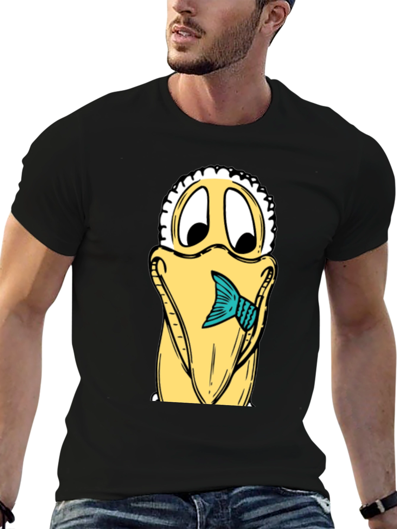 Cartoon Pelican Fish Graphic Tee