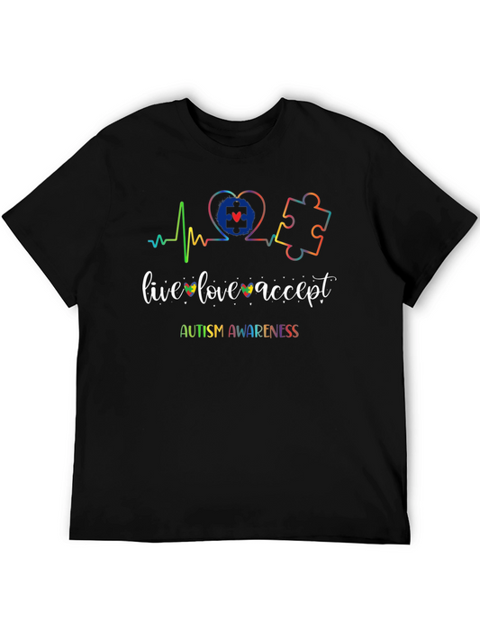 Autism Awareness T-Shirt - Live Love Accept Design