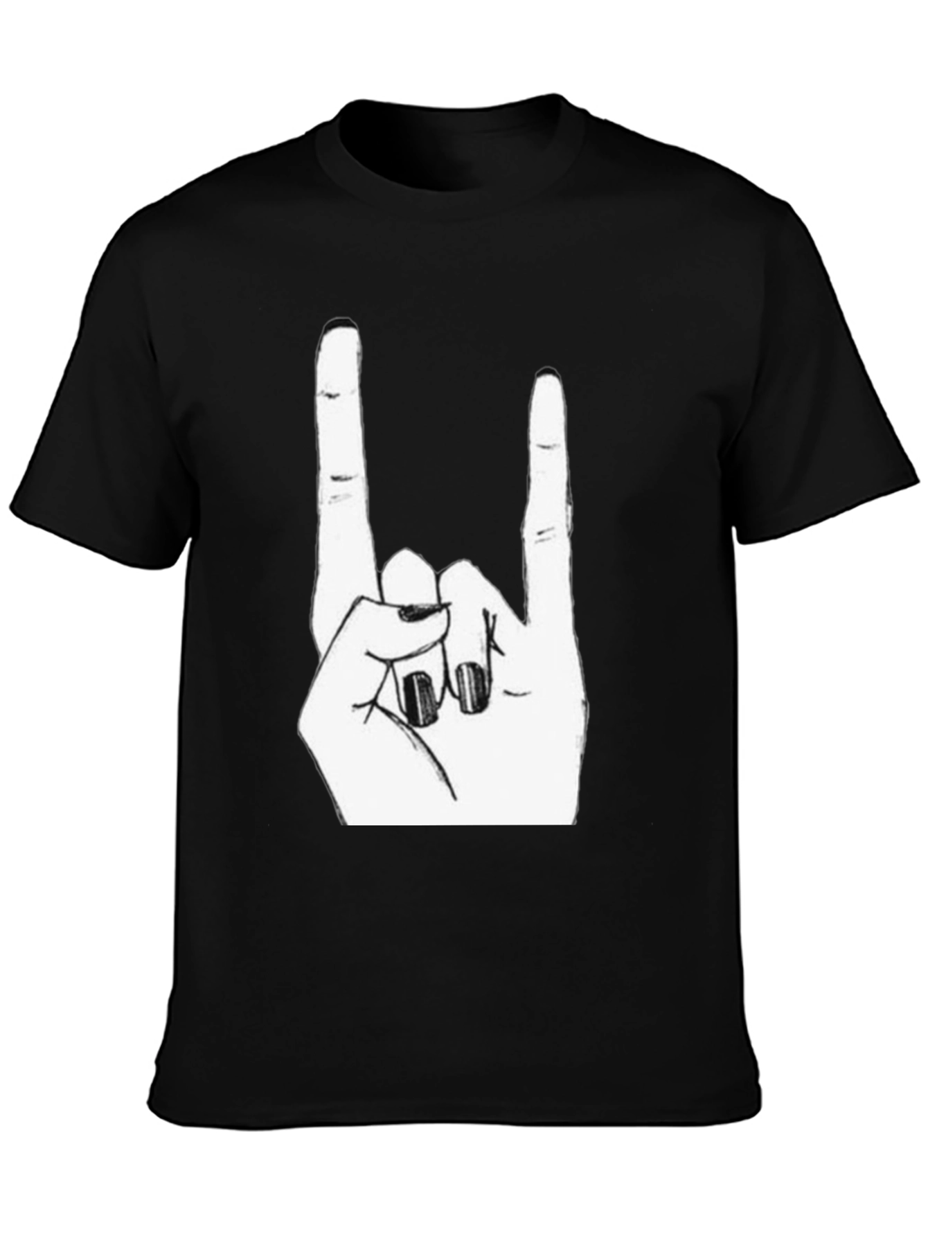 Rock On! Black Graphic Tee - Hand Gesture