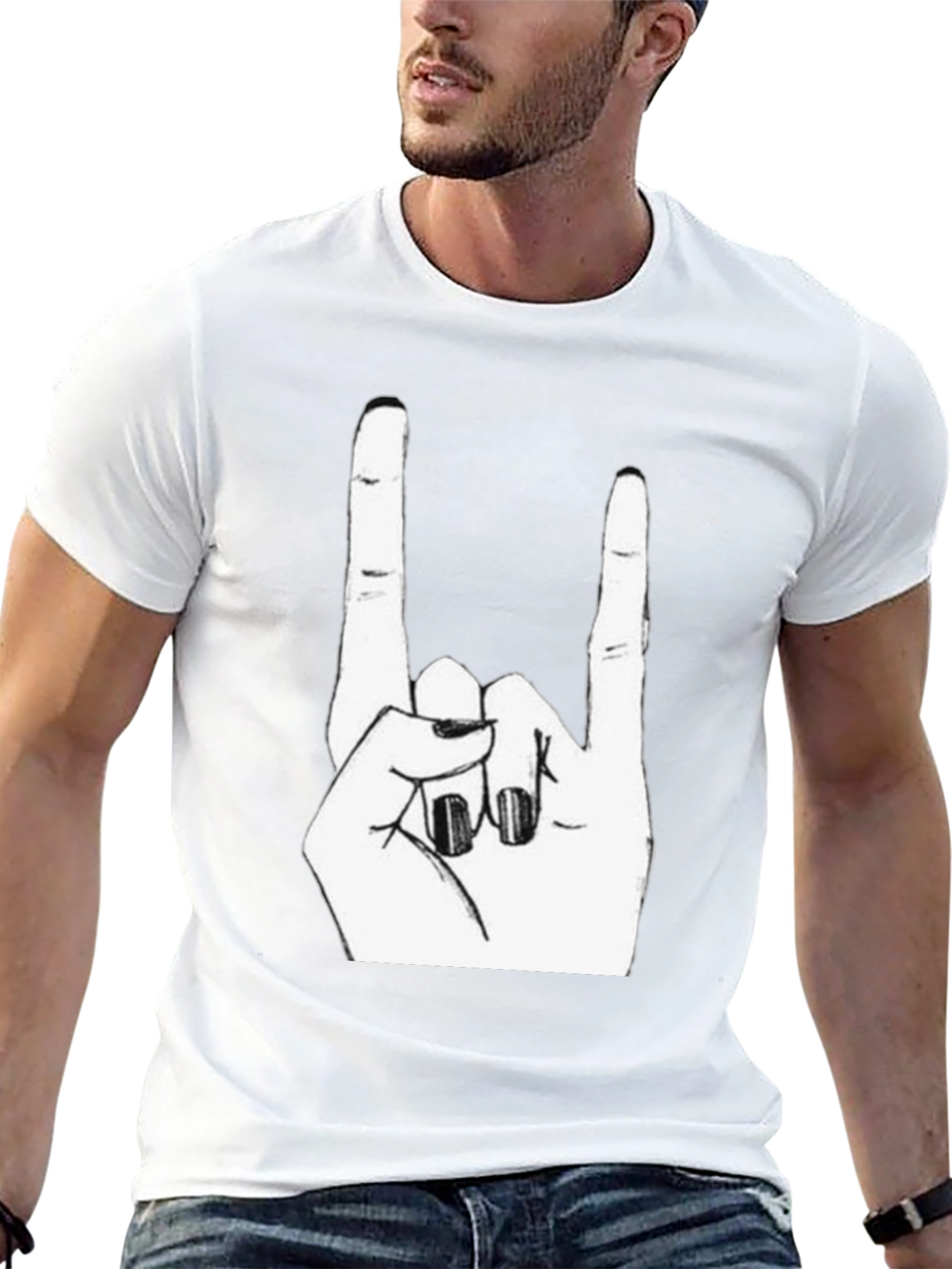 Rock On! Black Graphic Tee - Hand Gesture