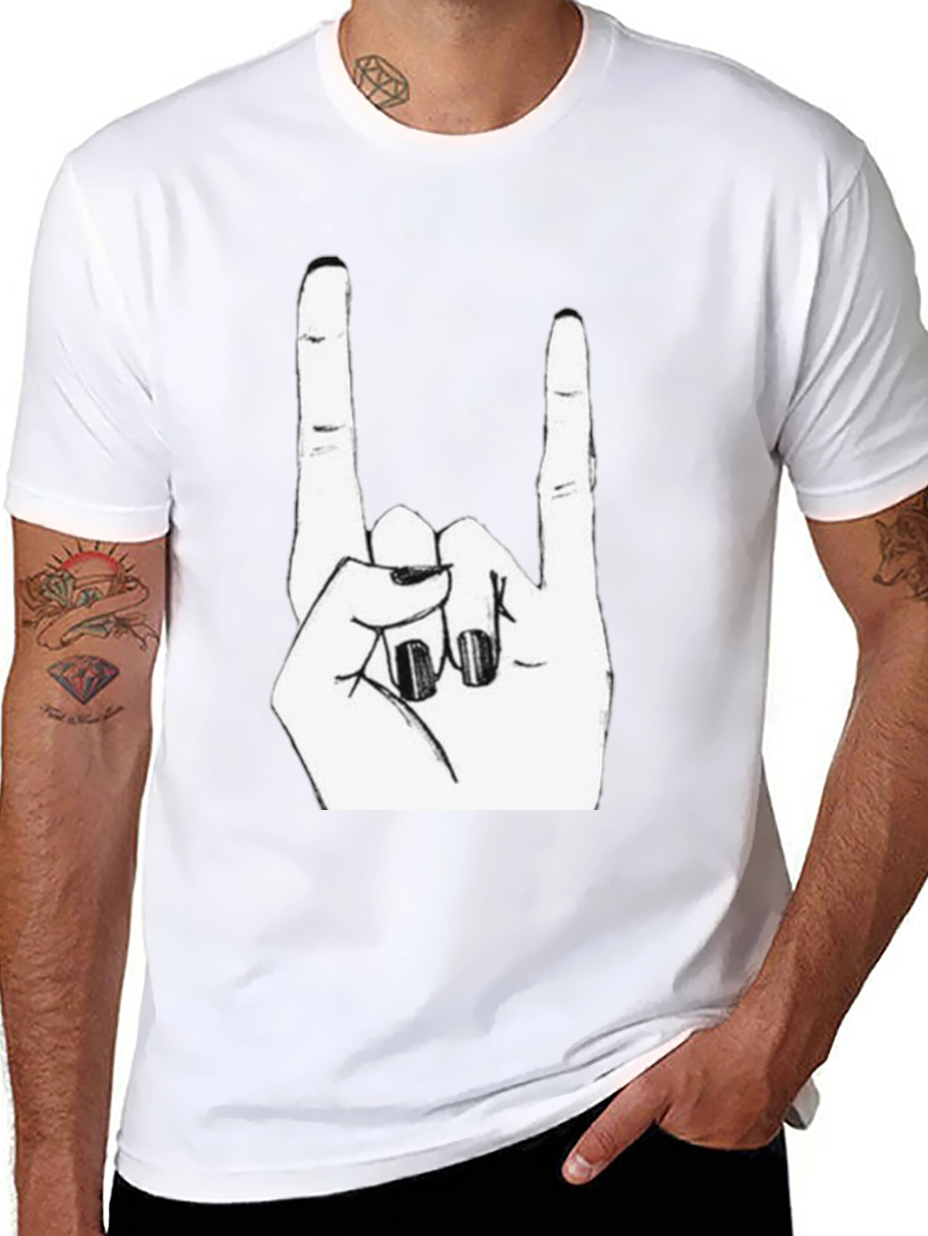 Rock On! Black Graphic Tee - Hand Gesture