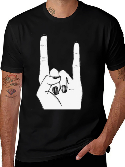 Rock On! Black Graphic Tee - Hand Gesture