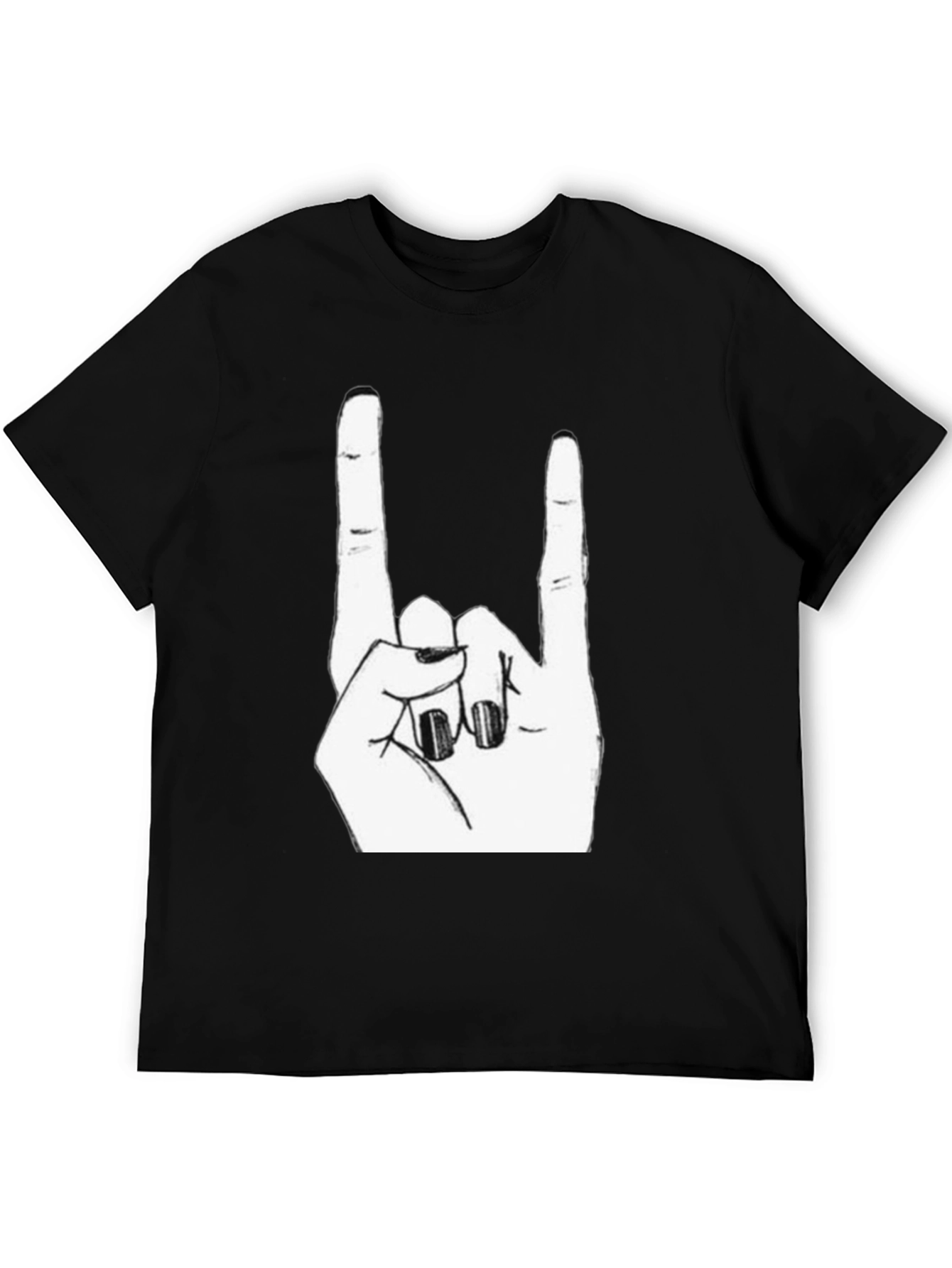 Rock On! Black Graphic Tee - Hand Gesture
