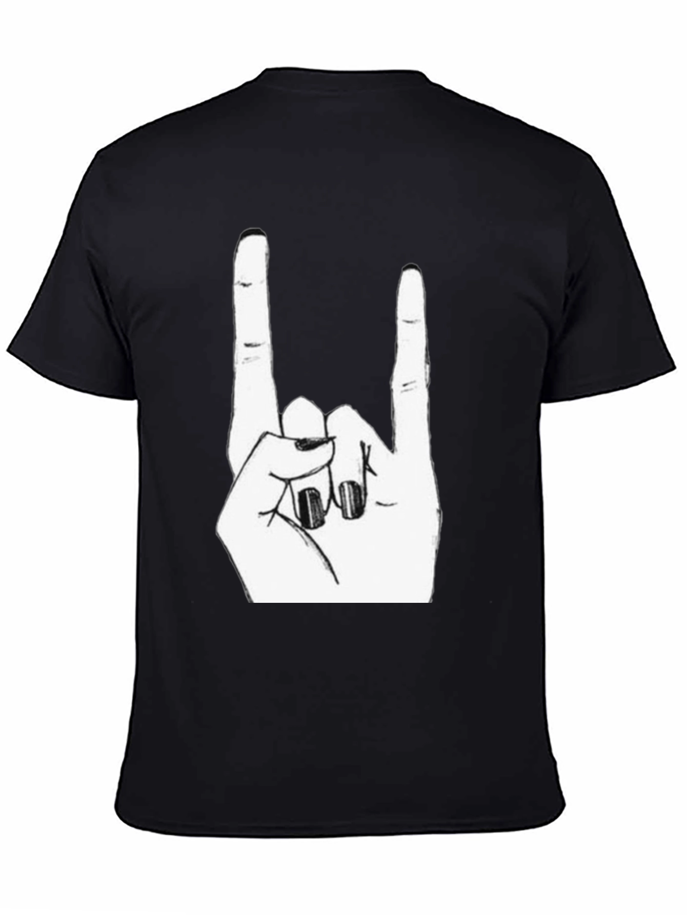 Rock On! Black Graphic Tee - Hand Gesture