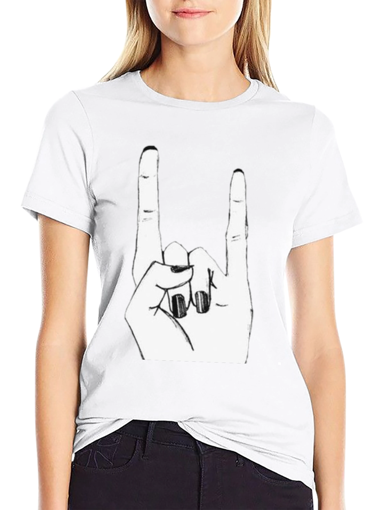 Rock On! Black Graphic Tee - Hand Gesture