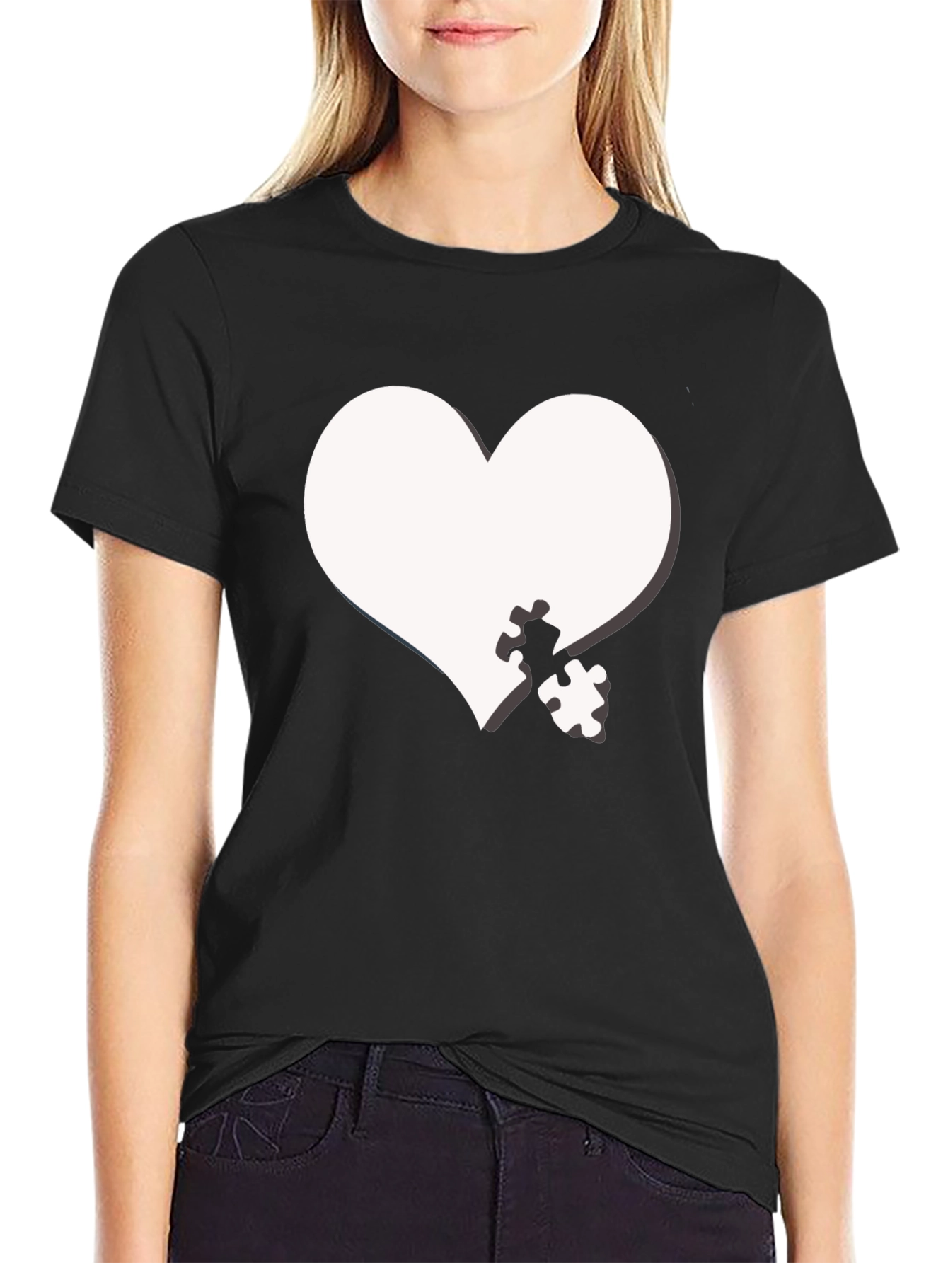 Heart Puzzle Piece Graphic Tee