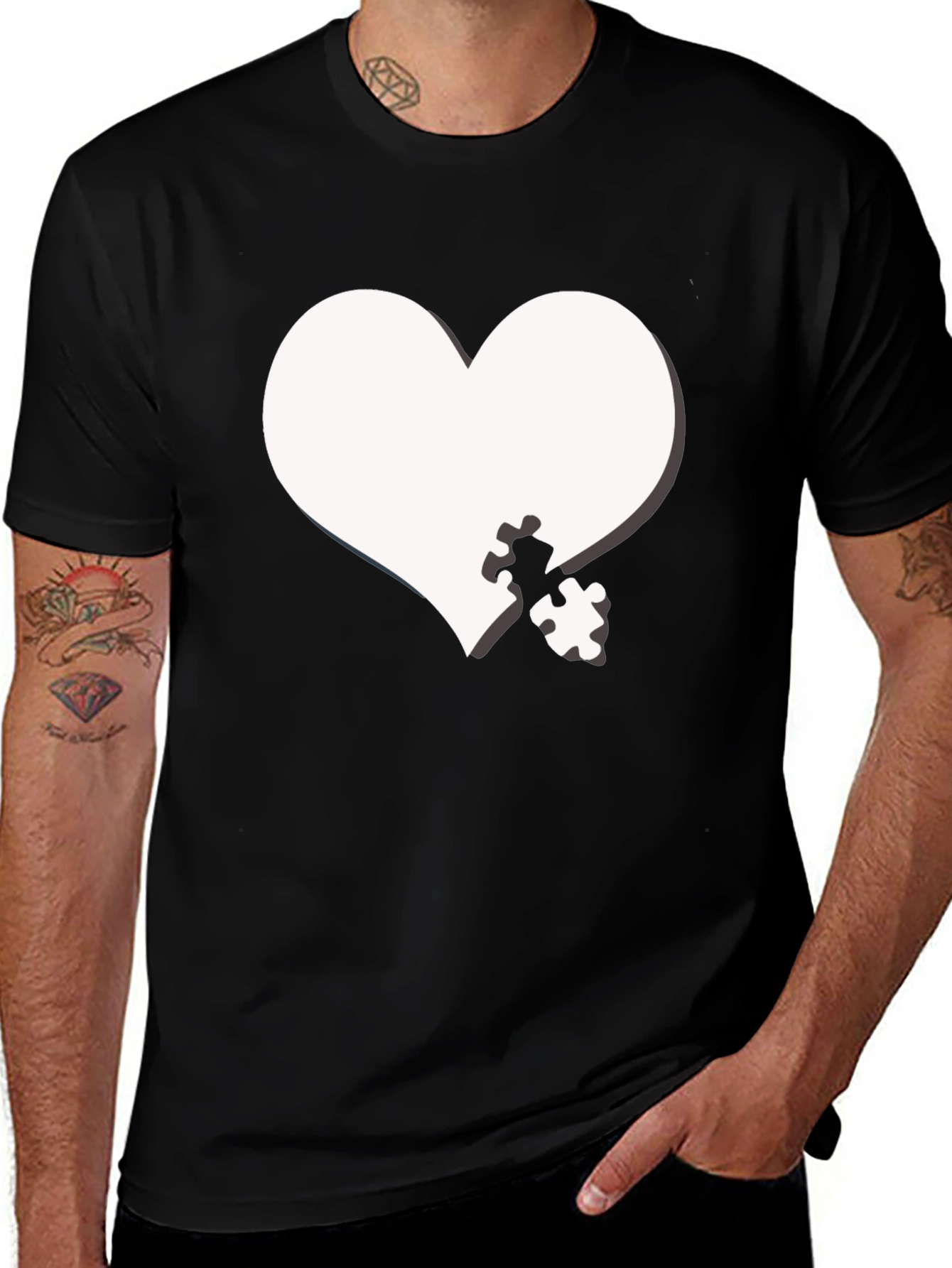 Heart Puzzle Piece Graphic Tee
