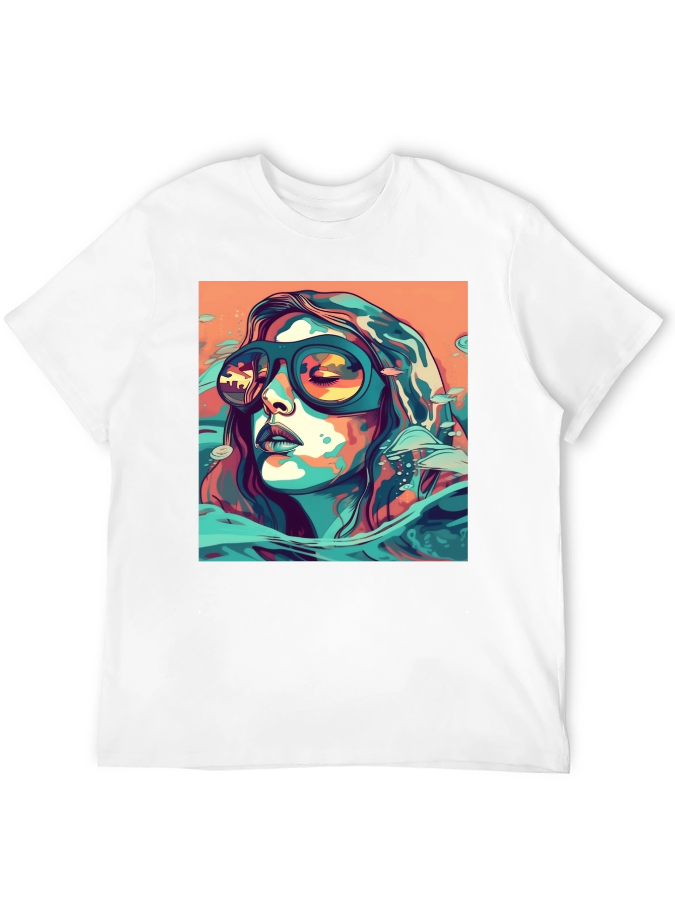 Abstract Woman Sunglasses Black Tee