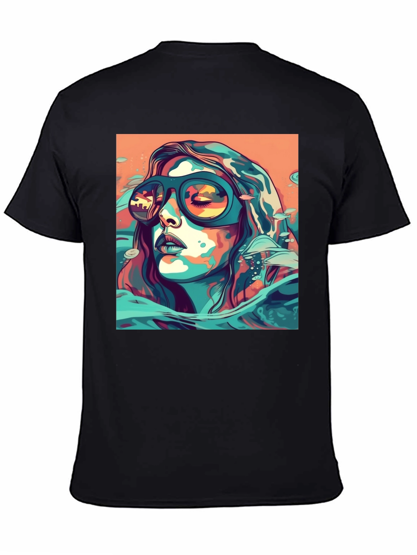 Abstract Woman Sunglasses Black Tee