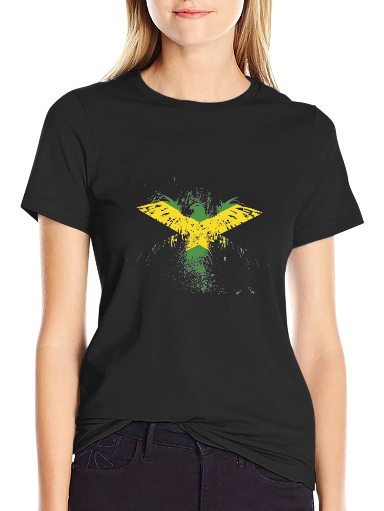 Jamaican Flag Eagle Black T-Shirt