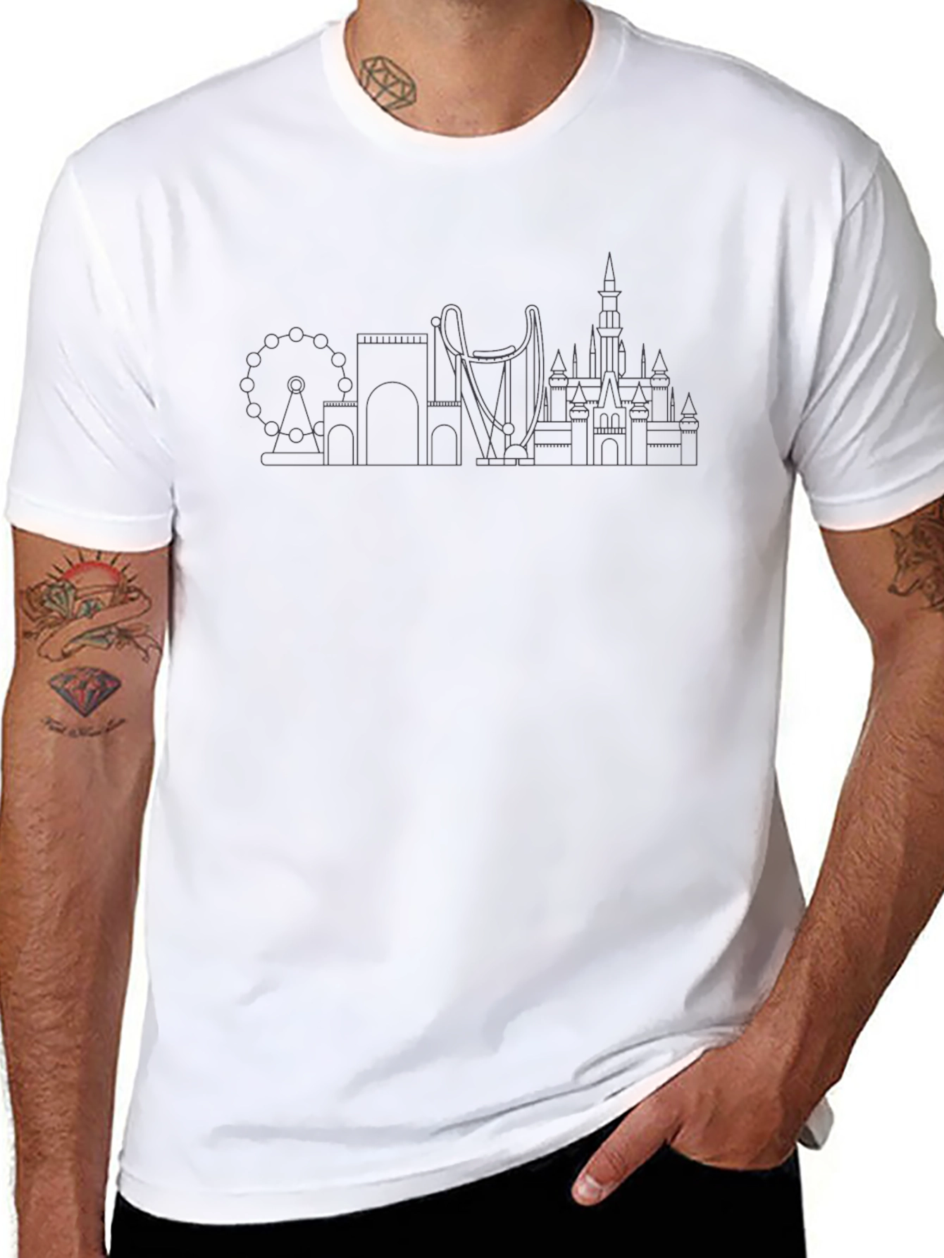Theme Park Skyline Graphic T-Shirt
