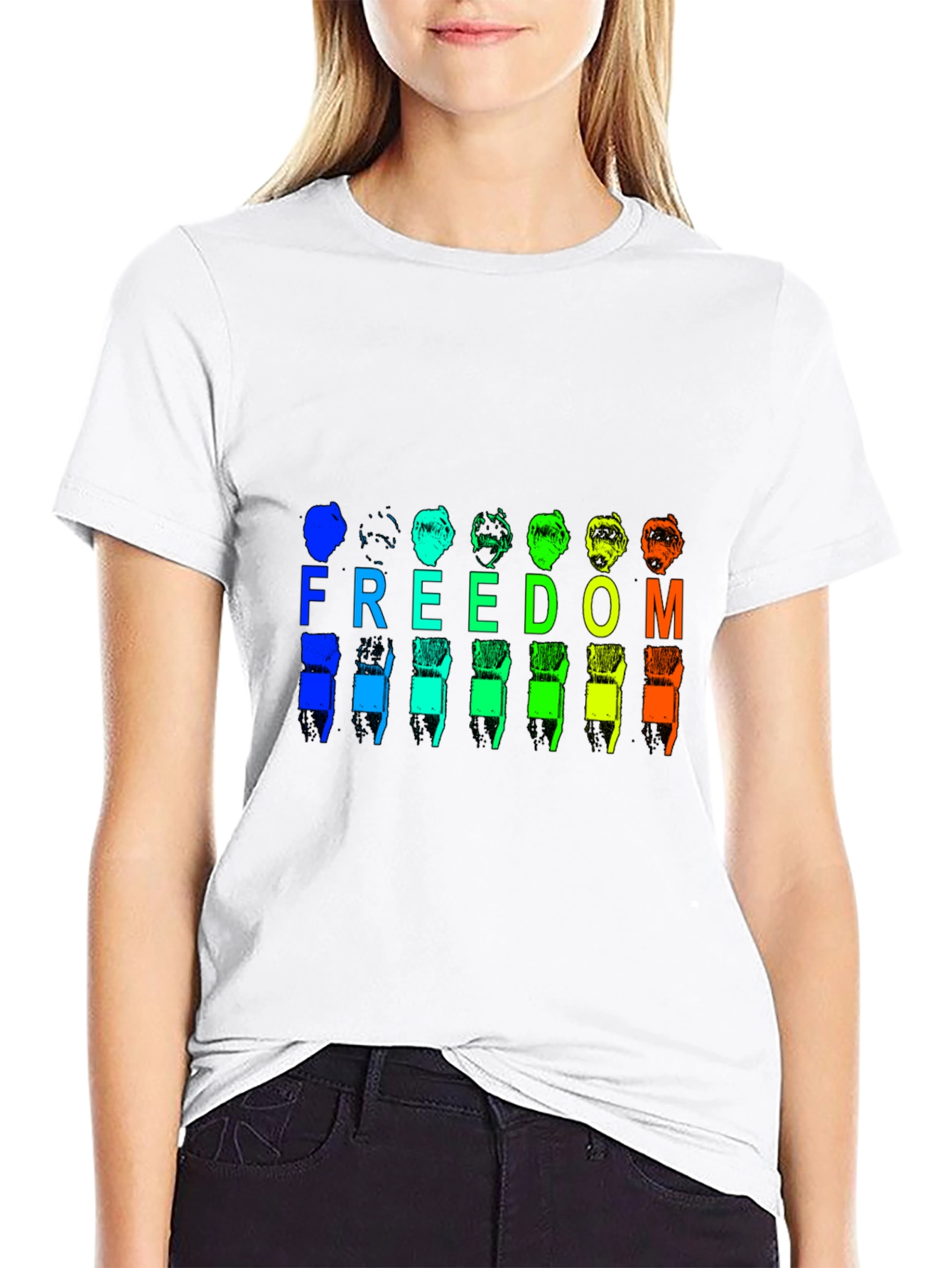 Freedom Rainbow Graphic Black T-Shirt