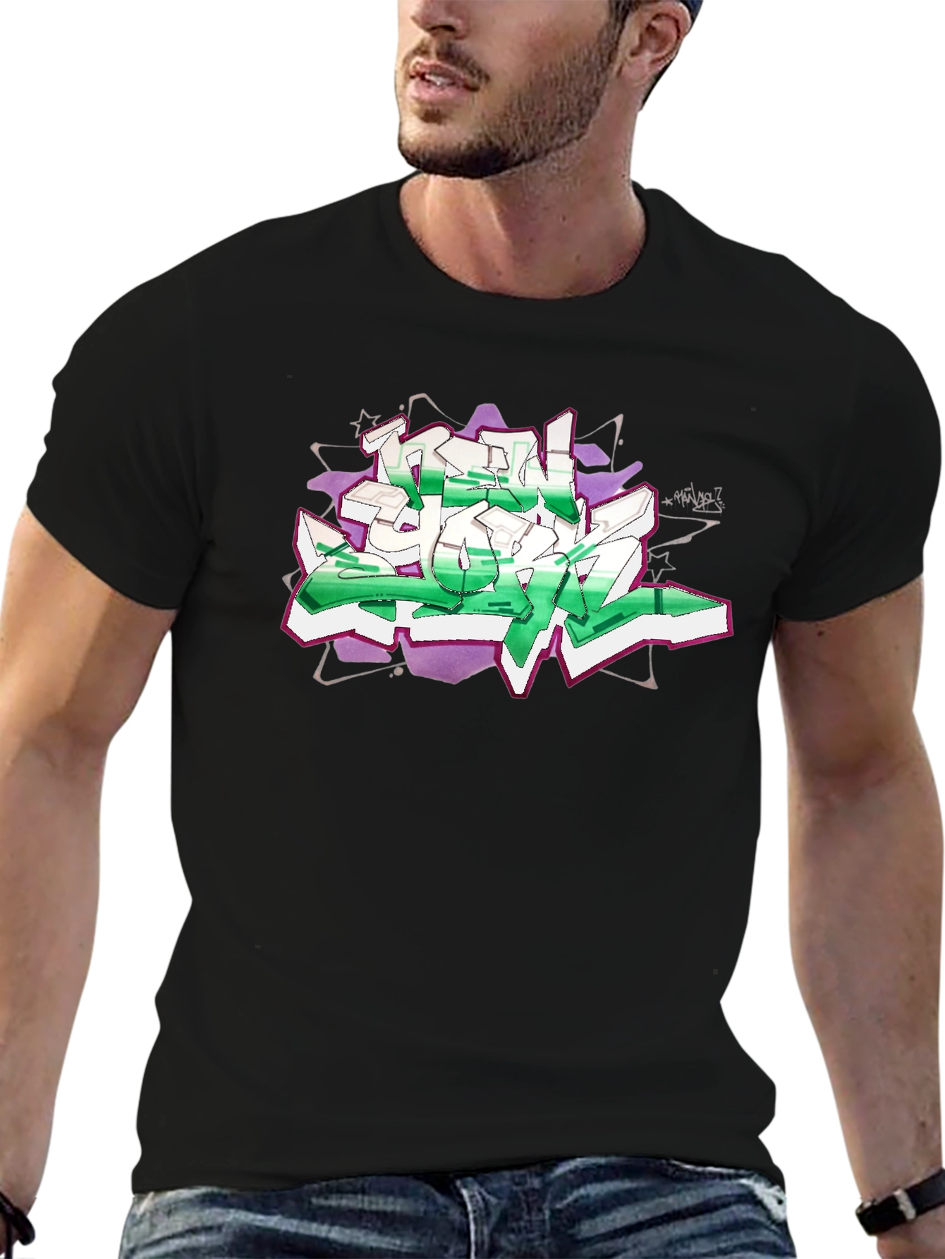 Graffiti Graphic Print Black T-Shirt