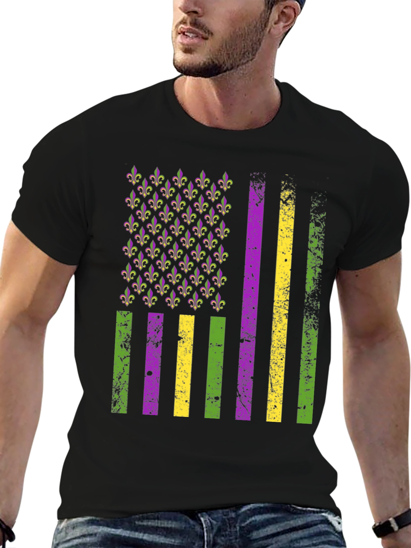 Mardi Gras American Flag T-Shirt