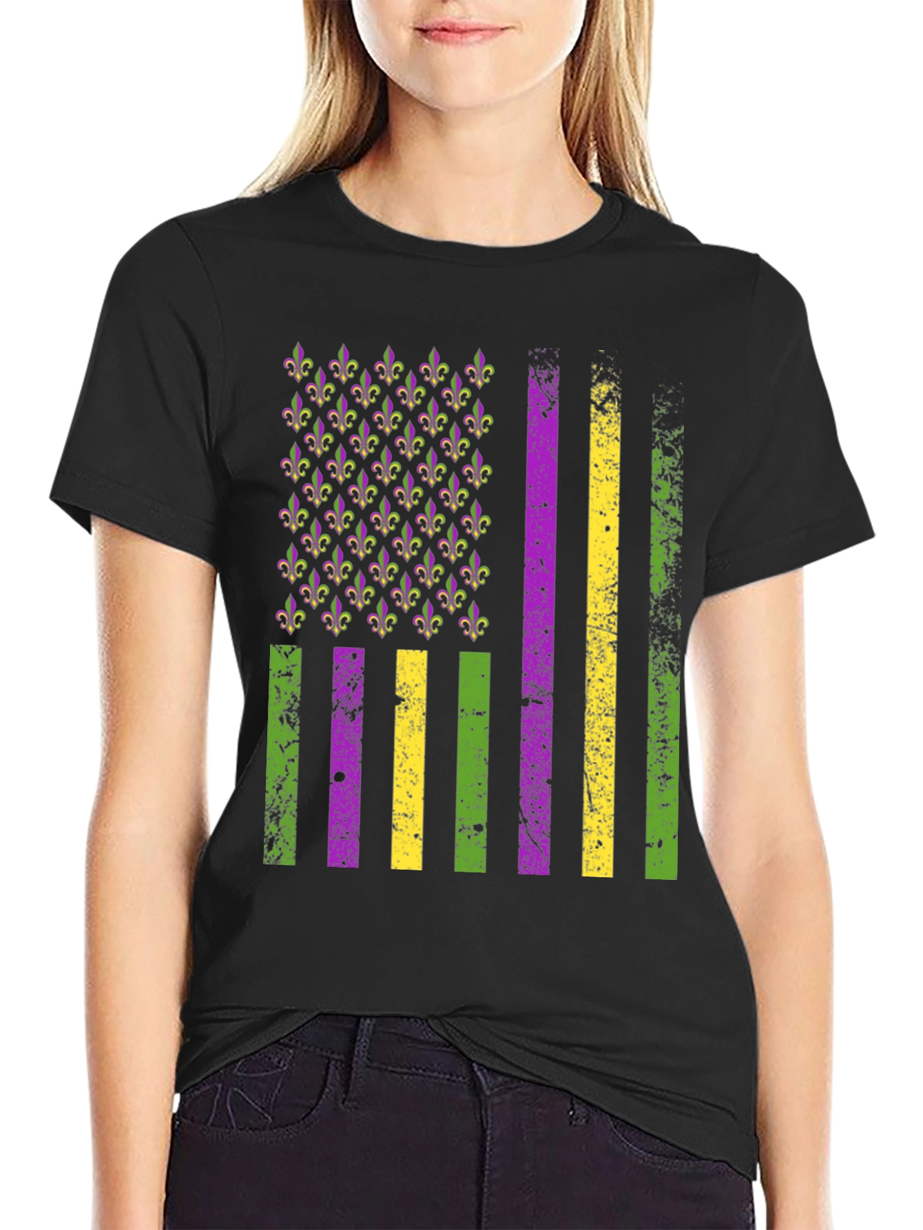 Mardi Gras American Flag T-Shirt